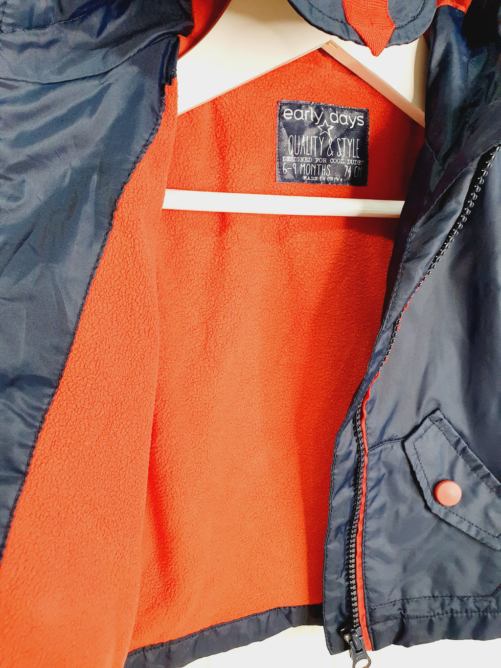 Early days hooded shower proof boys jacket 6-9 months