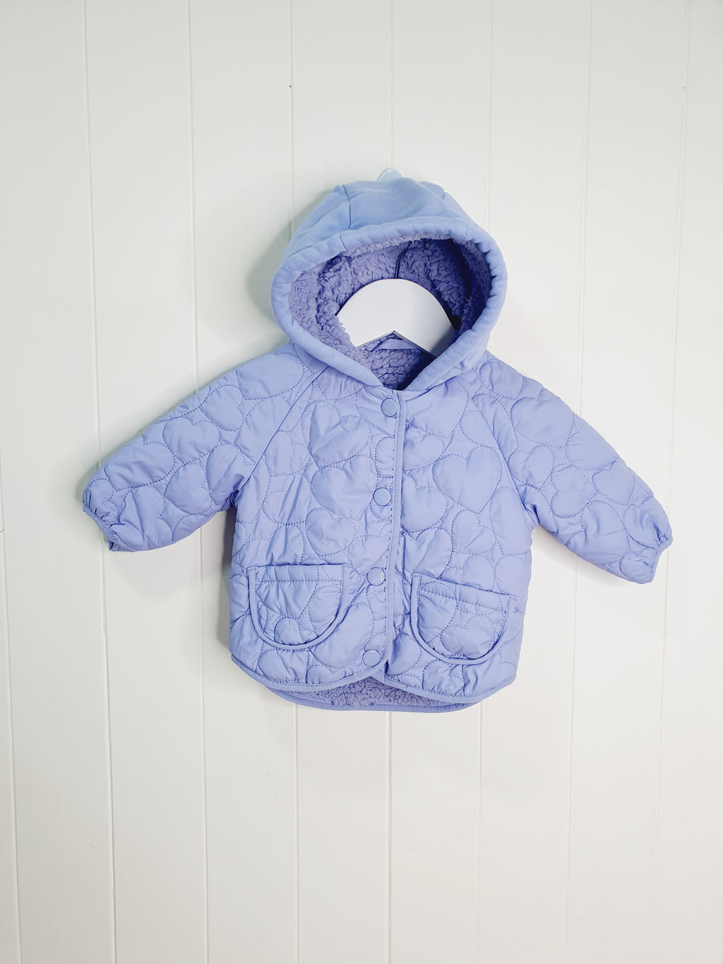 George girls lilac quilted hooded jacket 0-3 months