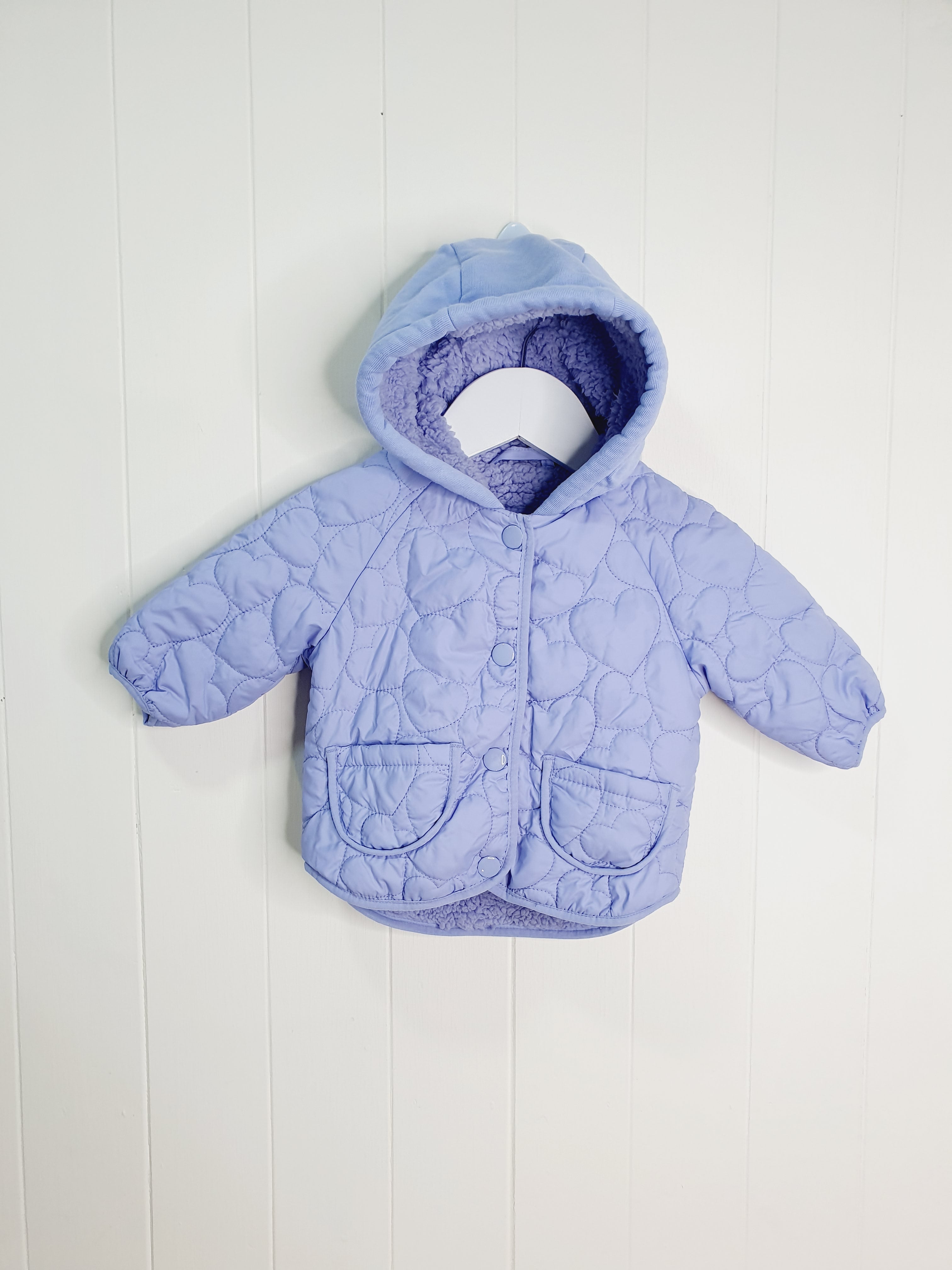 George girls lilac quilted hooded jacket 0-3 months
