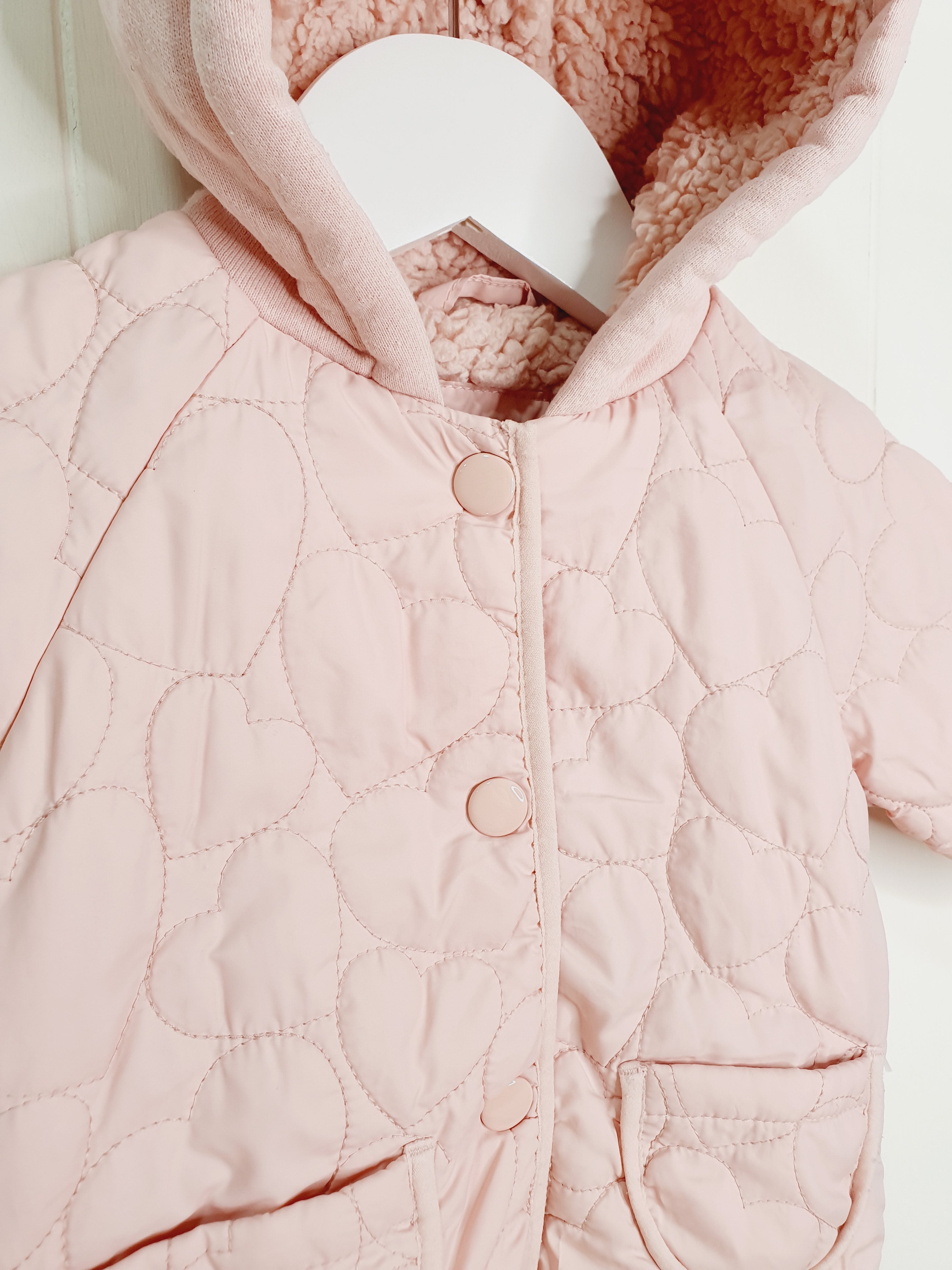 George quilted pink hooded jacket 3-6 months