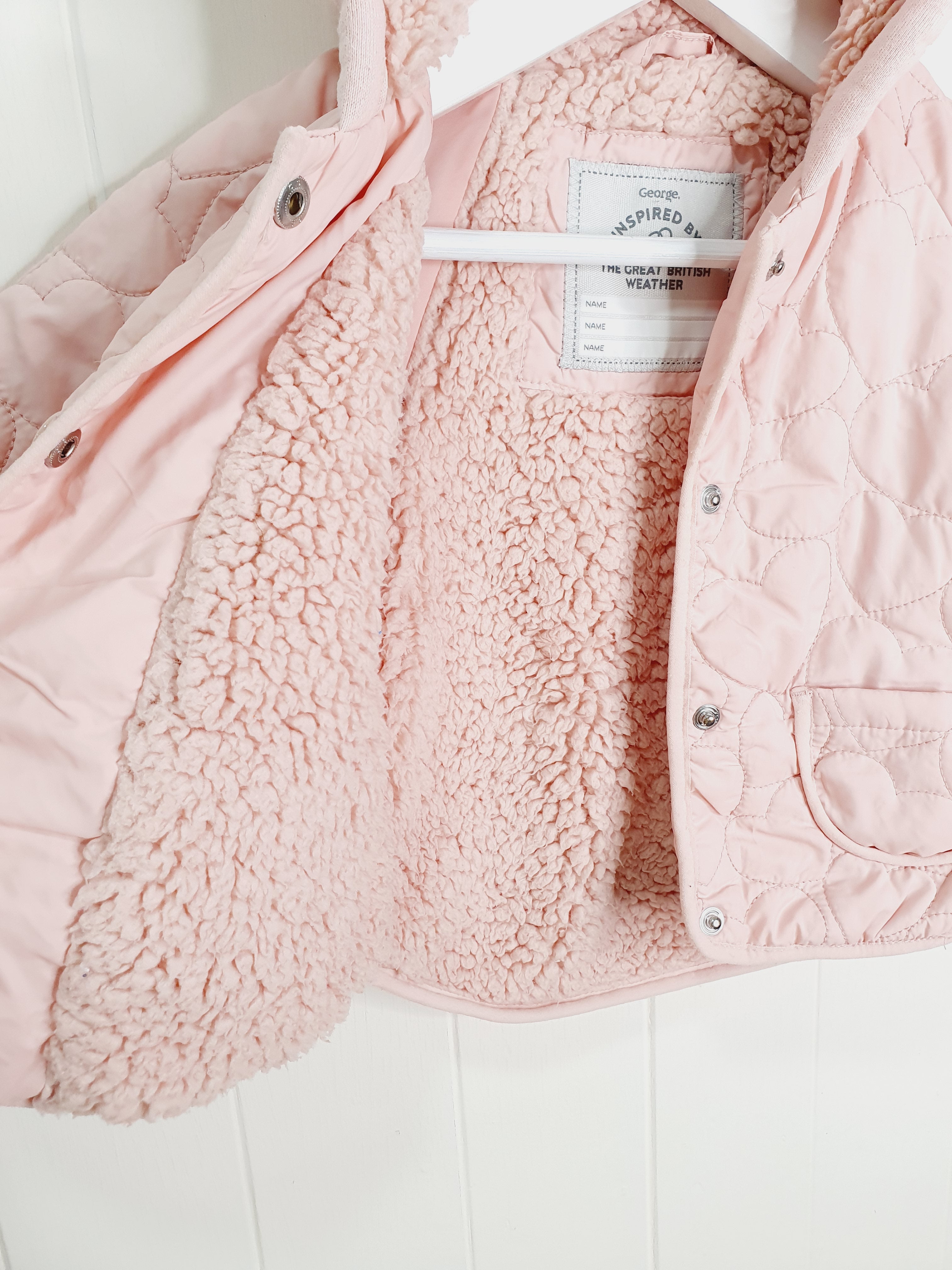 George quilted pink hooded jacket 3-6 months