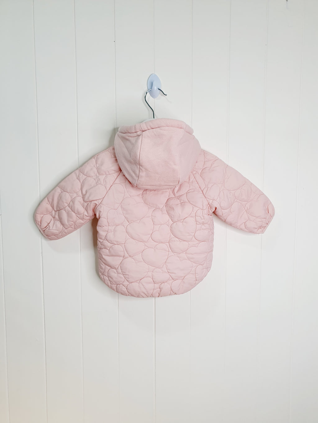 George quilted pink hooded jacket 3-6 months