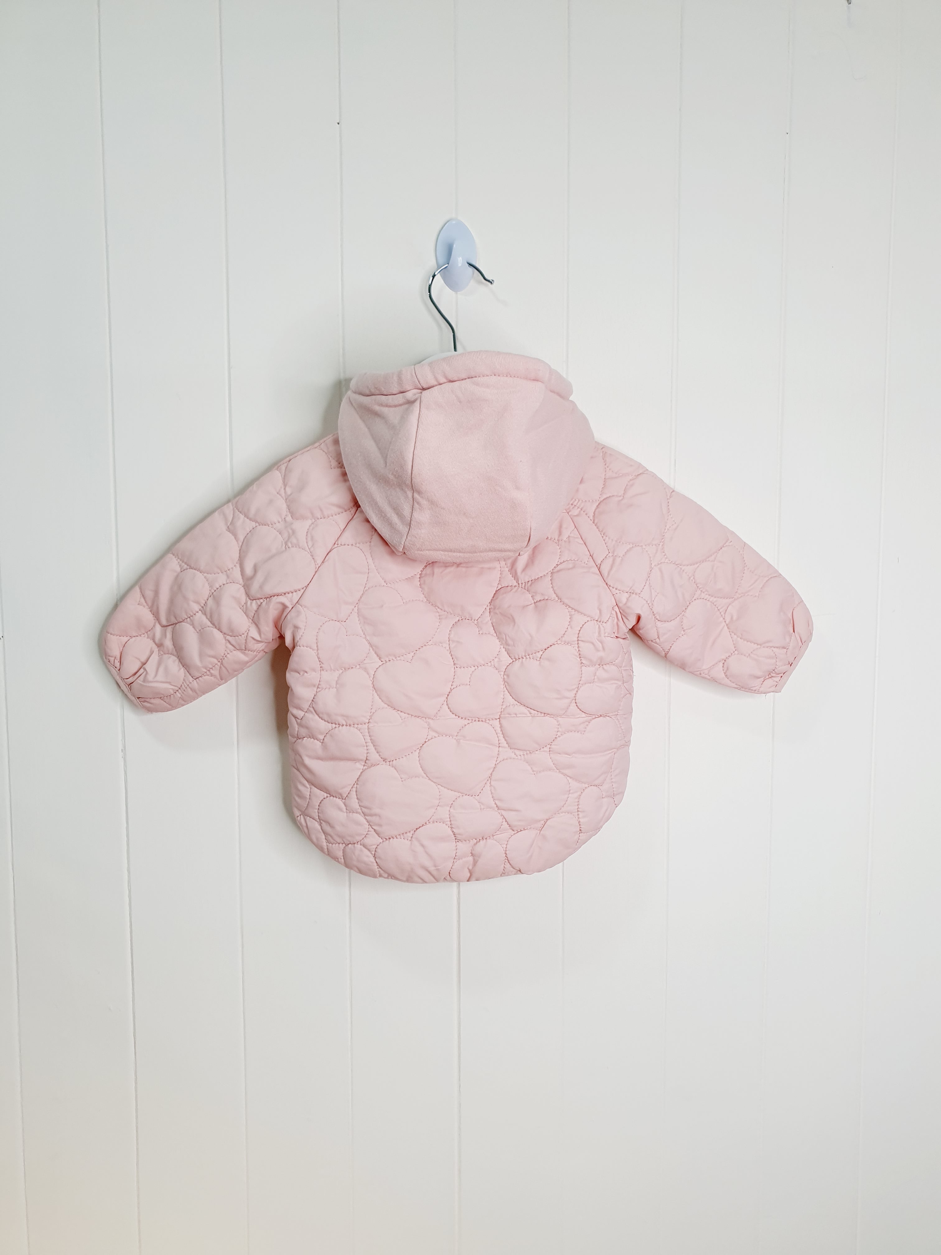 George quilted pink hooded jacket 3-6 months