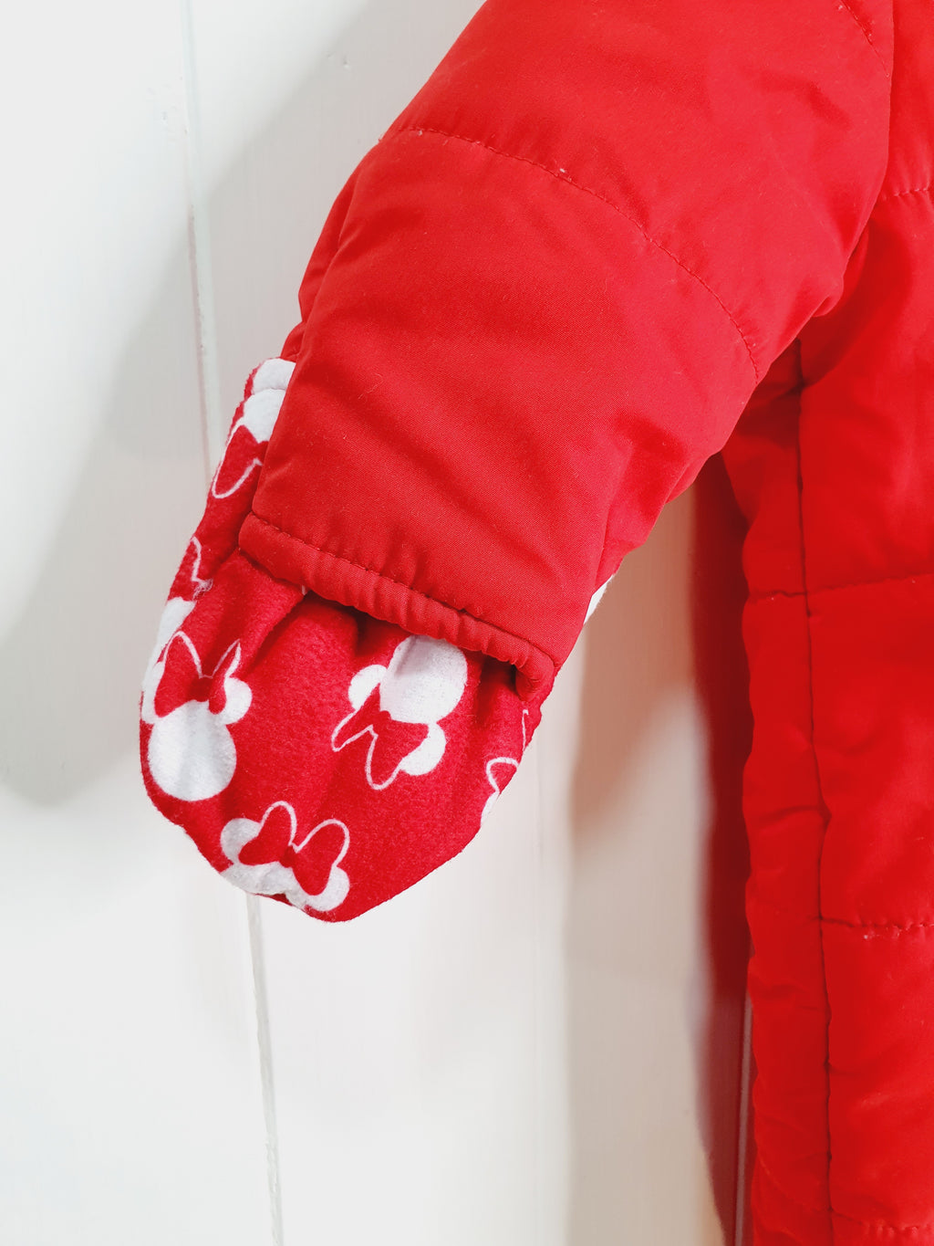 Minnie Mouse red hooded pramsuit 3-6 months