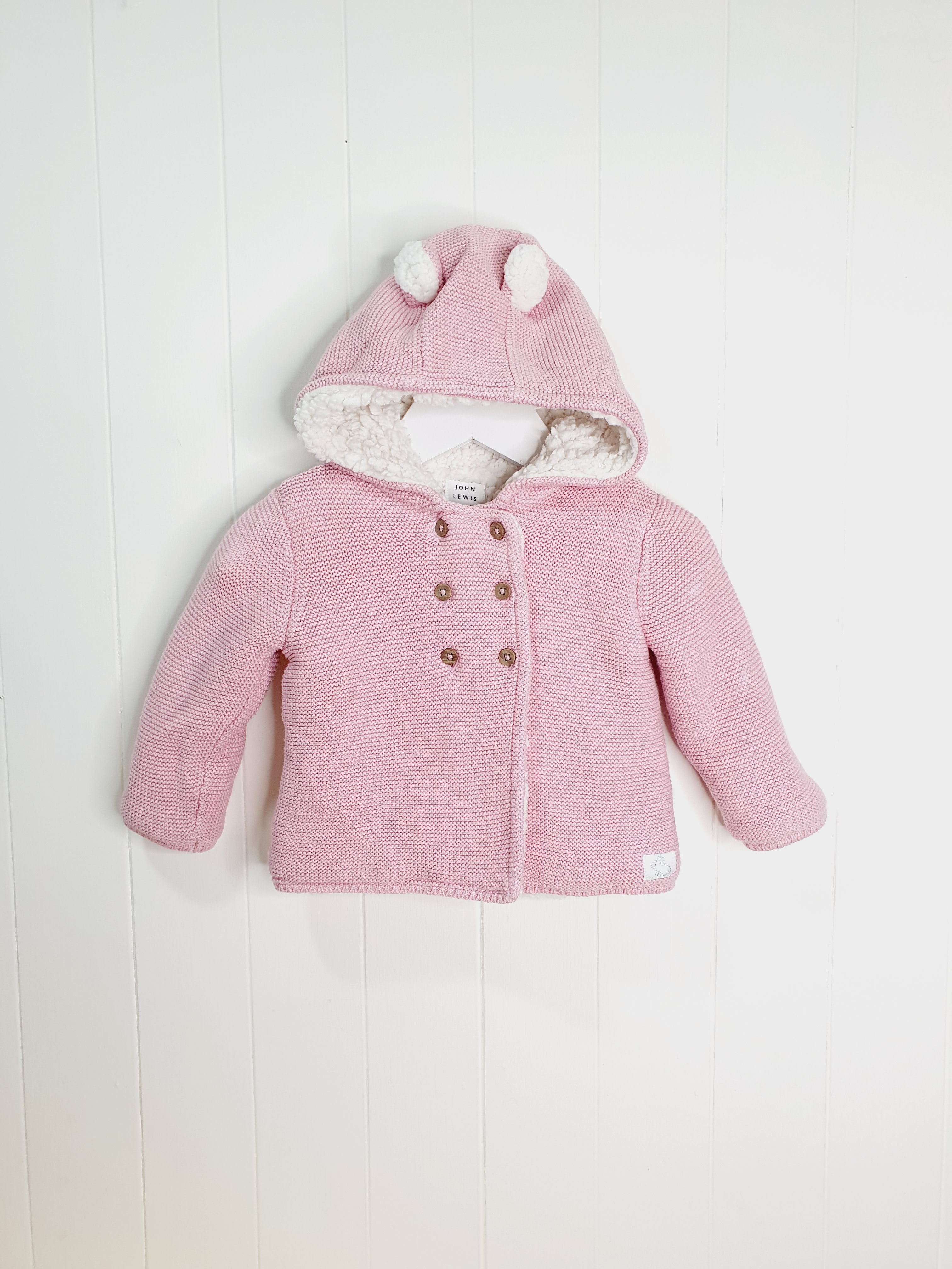 John Lewis girls knit and fleece hooded jacket 6-9 months