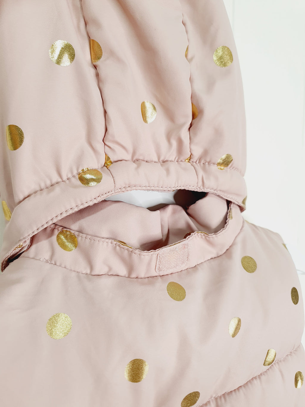 H&M pink and gold polkadot padded body warmer/gilet 9-12 months