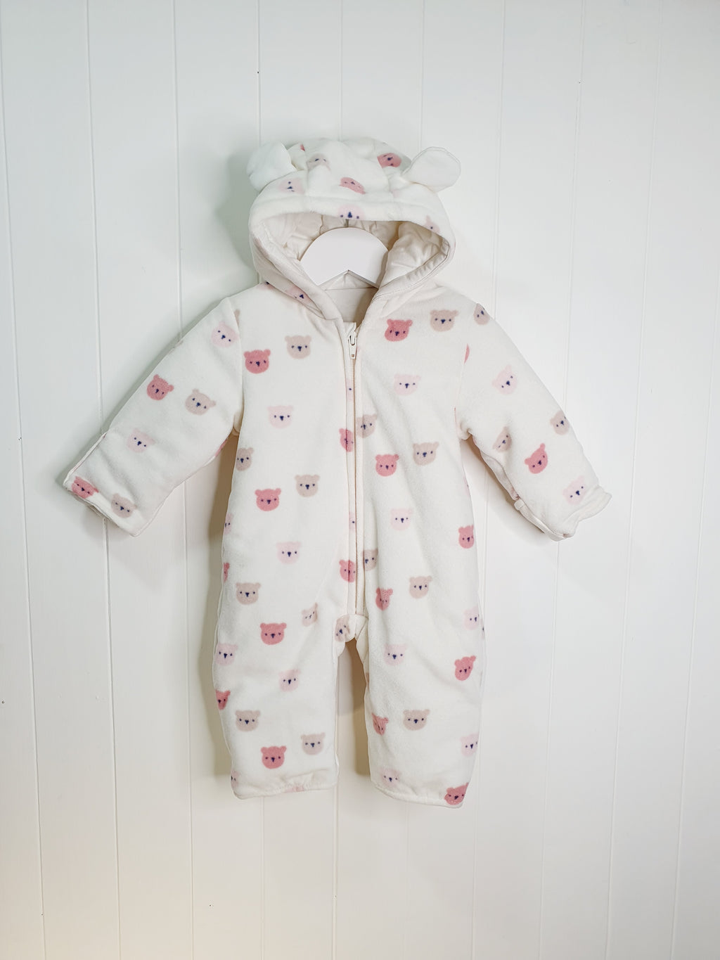 George bear print hooded pramsuit 3-6 months