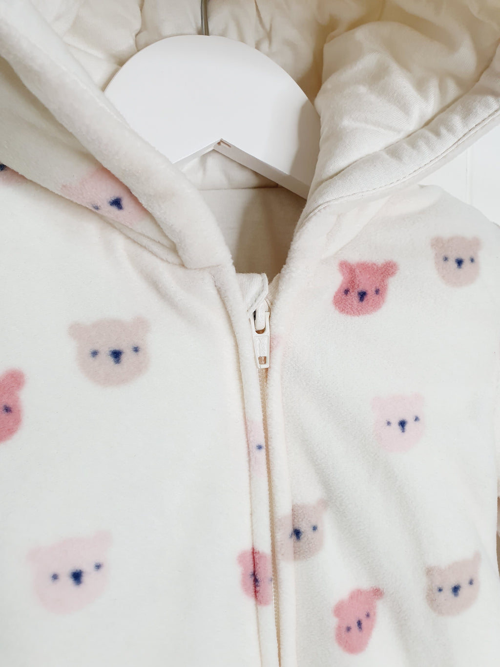 George bear print hooded pramsuit 3-6 months