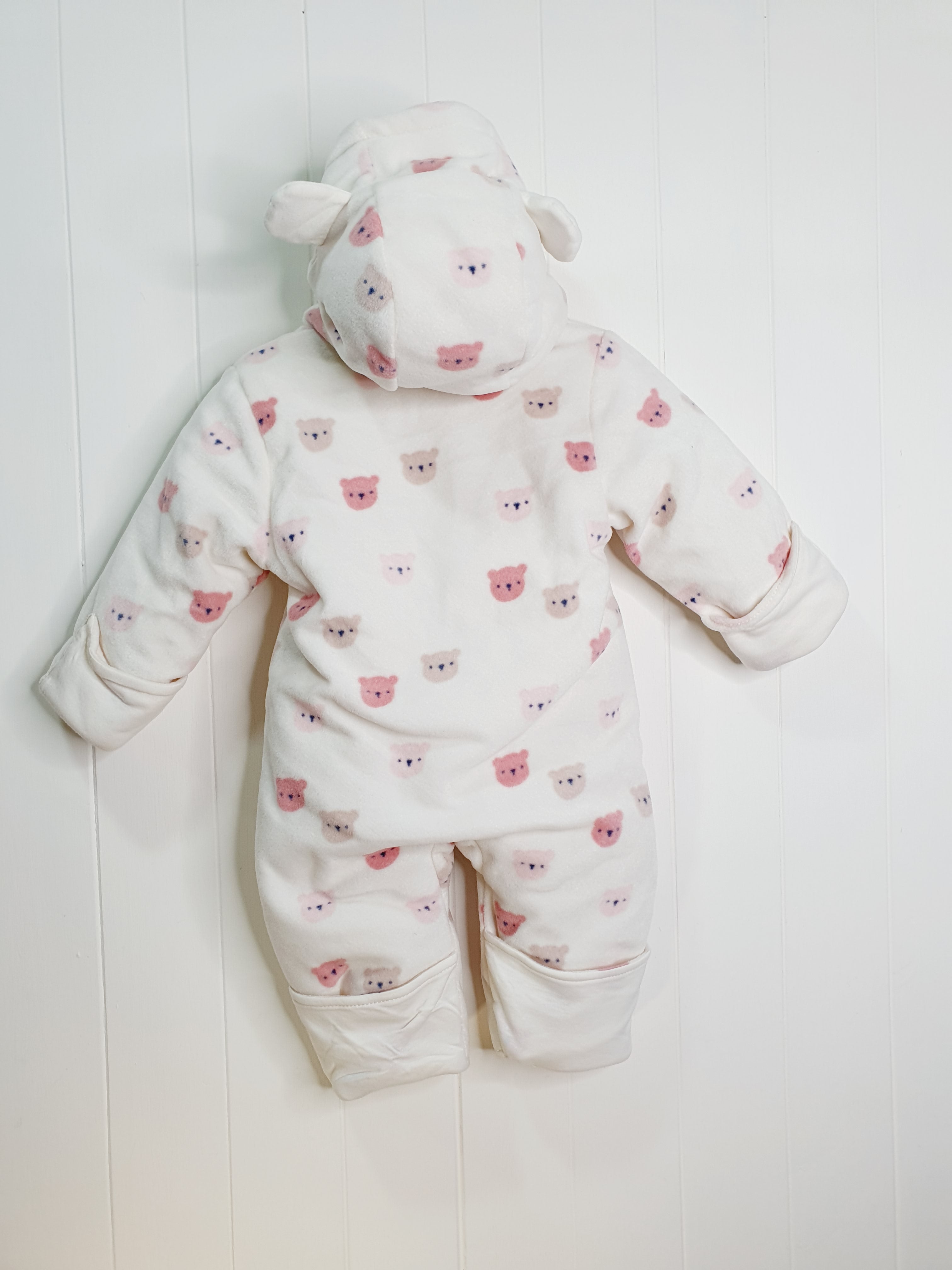 George bear print hooded pramsuit 3-6 months