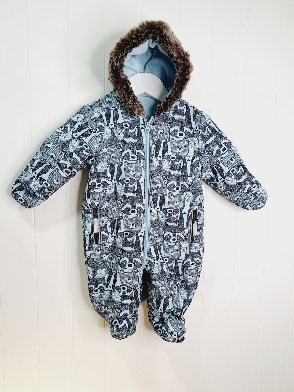 Nutmeg animal print pramsuit 3-6 months