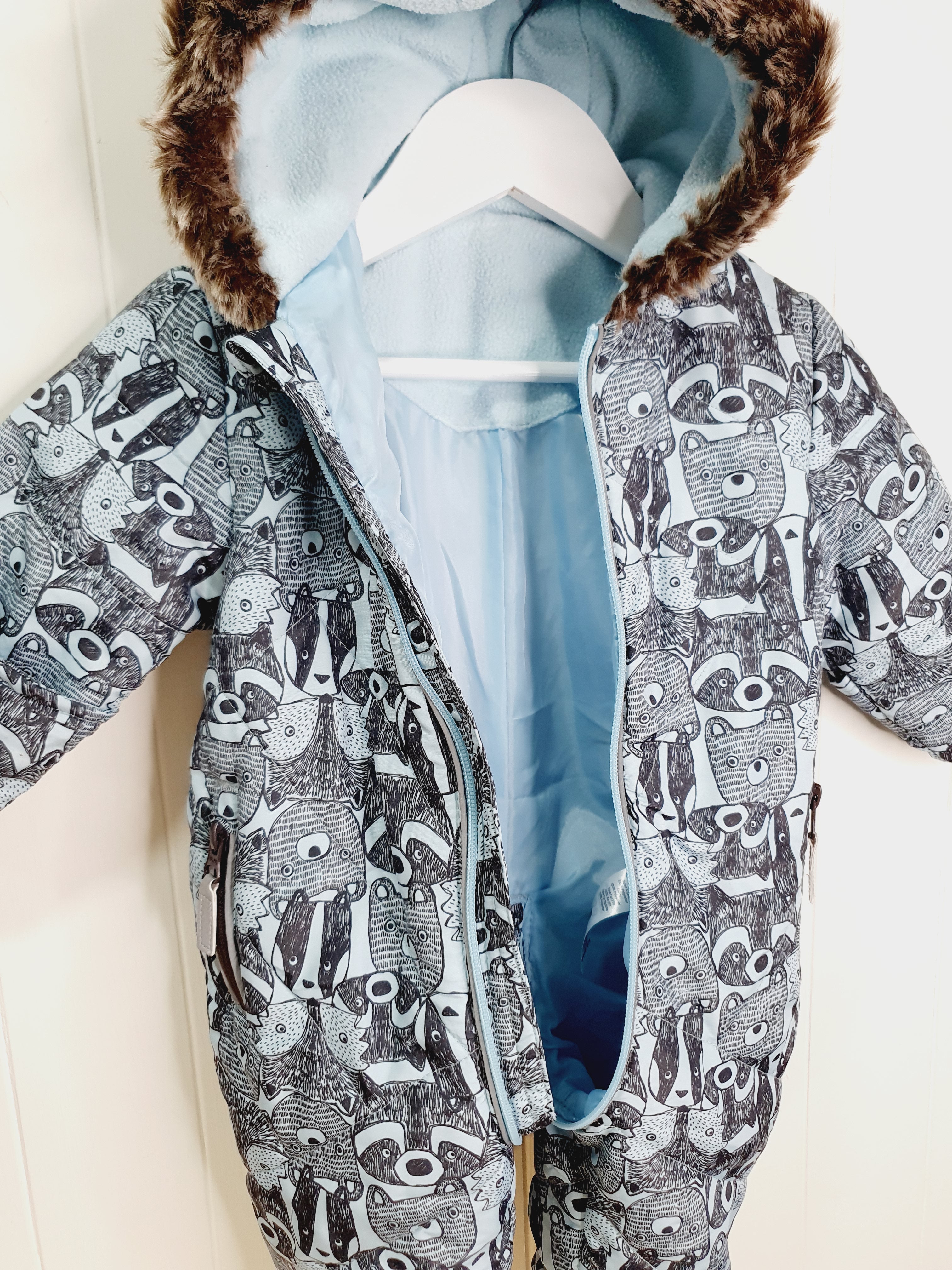 Nutmeg animal print pramsuit 3-6 months