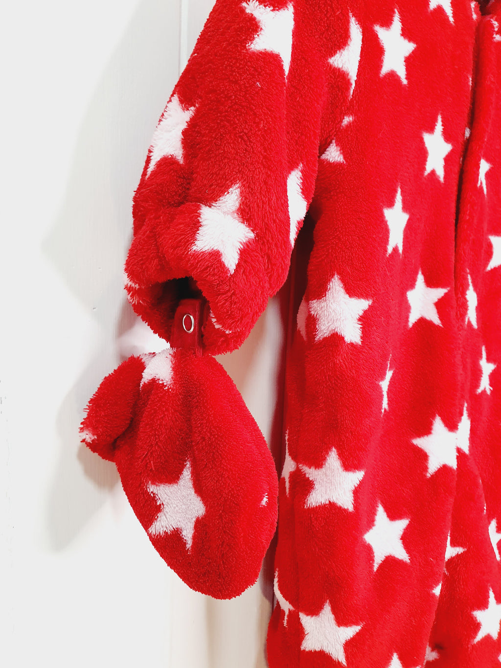 Next star print red fleece sleepsuit 3-6 months