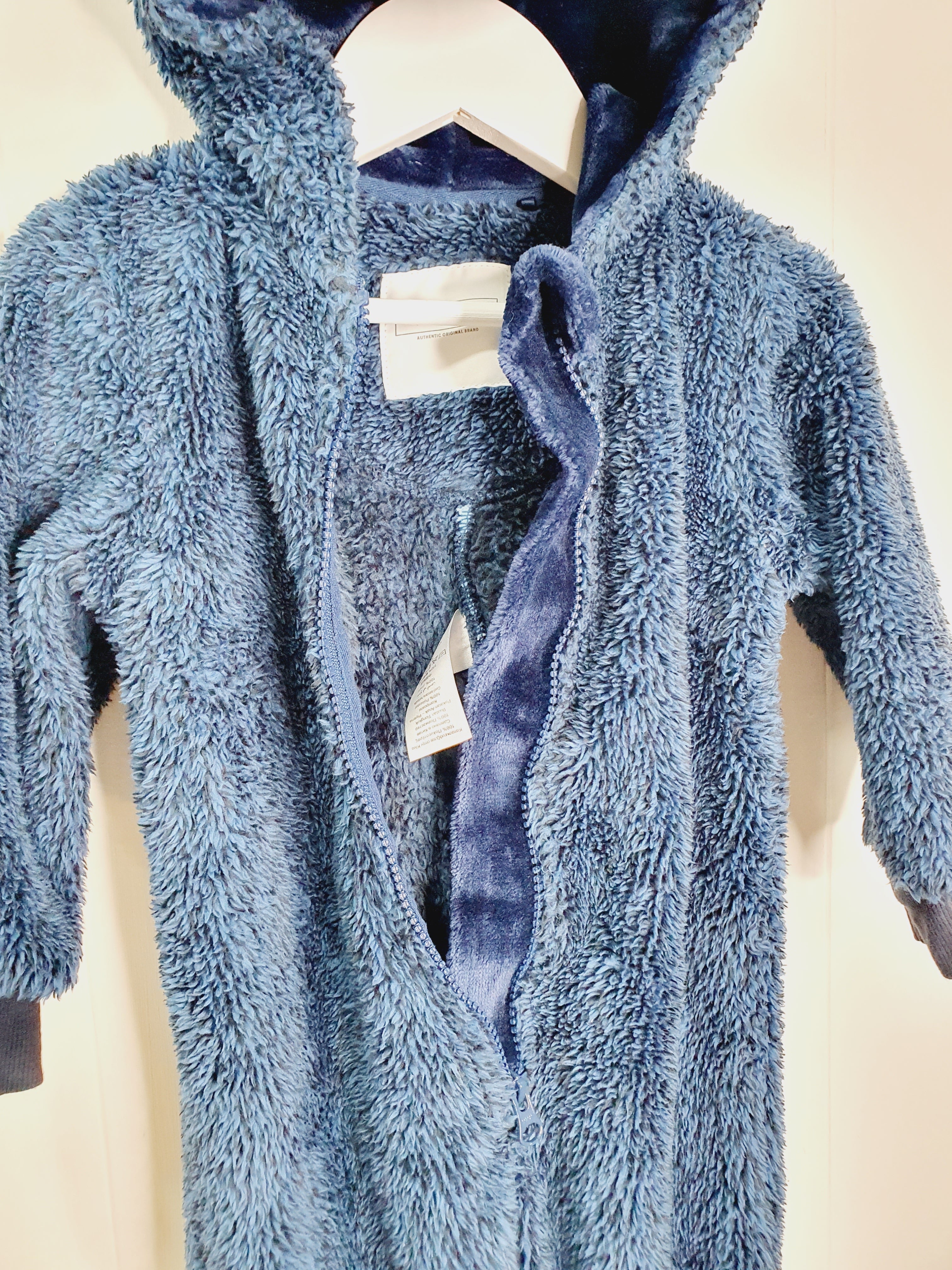 Next navy hooded onesie 12-18 months