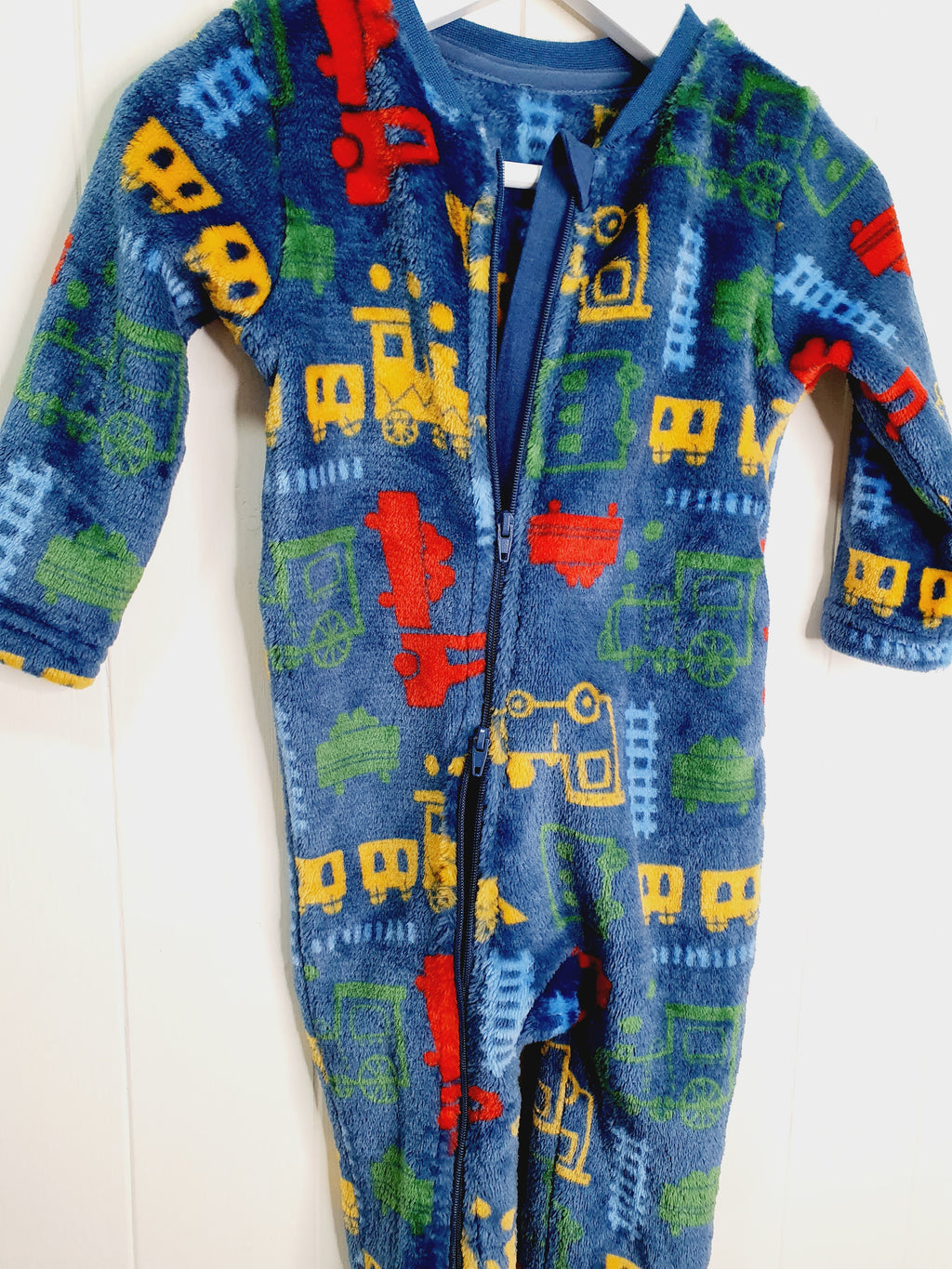 Nutmeg boys fleece sleepauit with train print 6-9 months