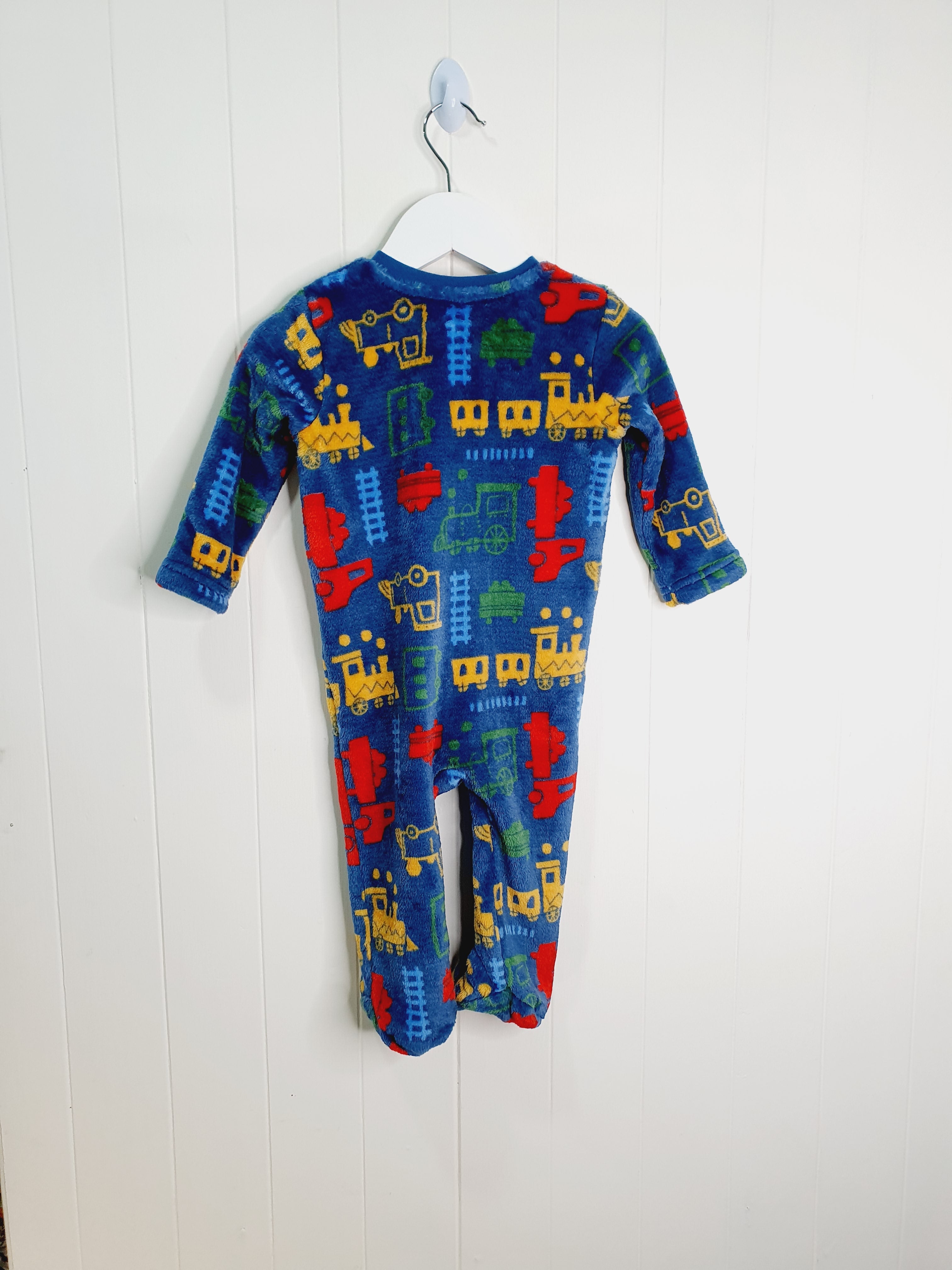 Nutmeg boys fleece sleepauit with train print 6-9 months