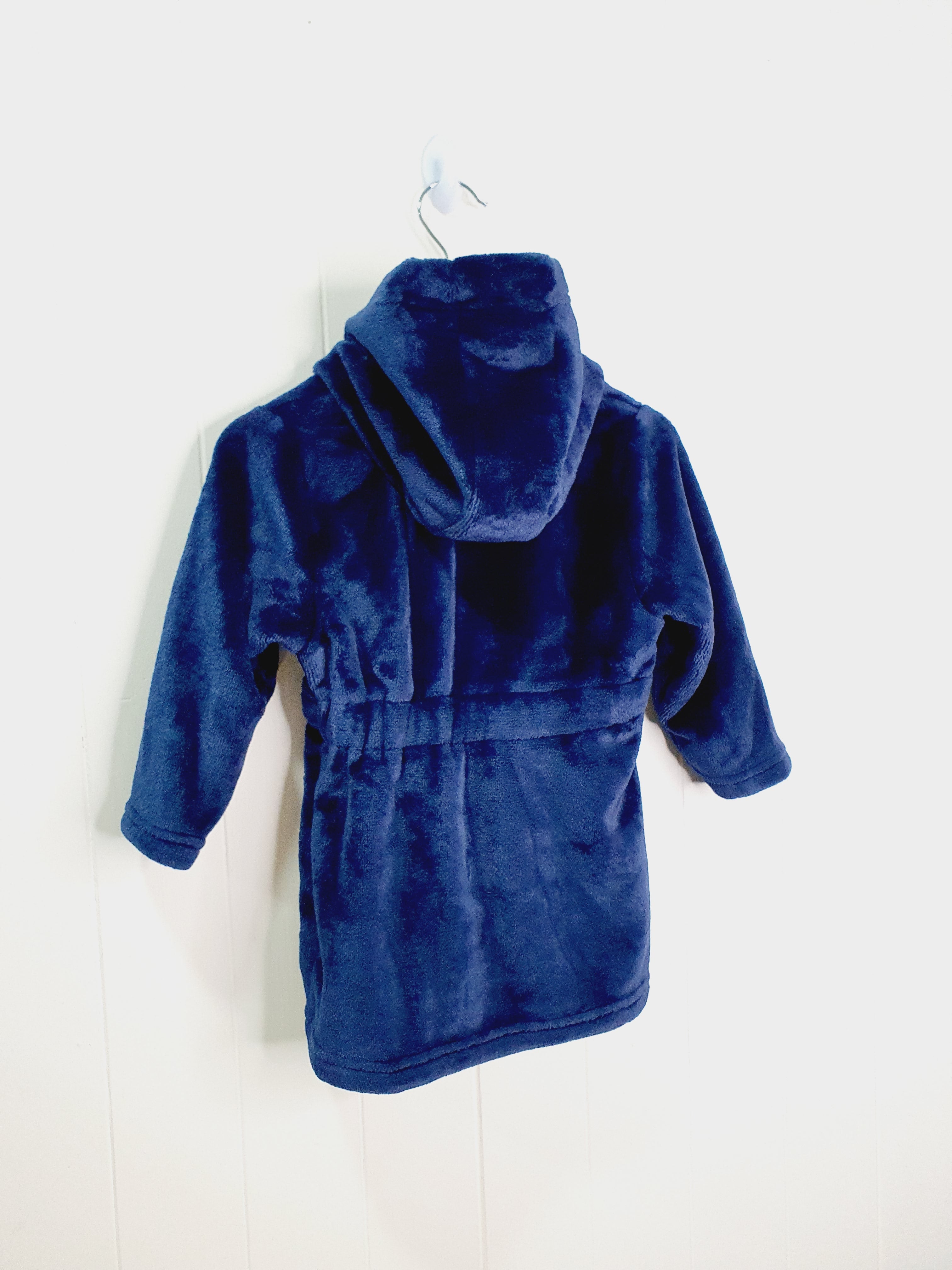 Matalan navy fleece hooded dressing gown 9-12 months