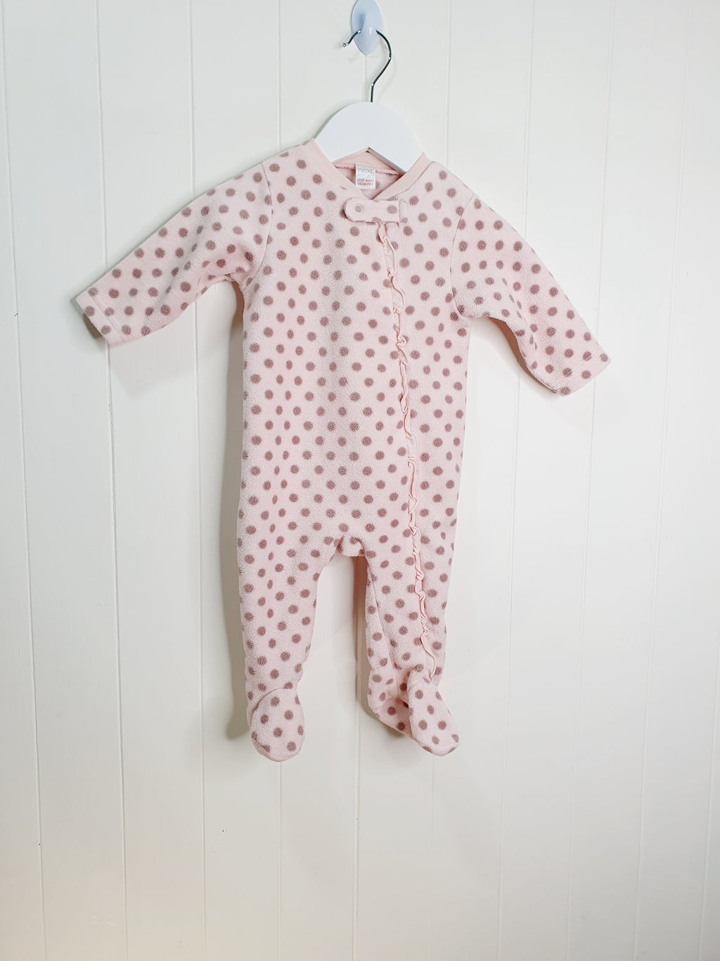 Next girls pink polka dot sleepsui 3-6 months