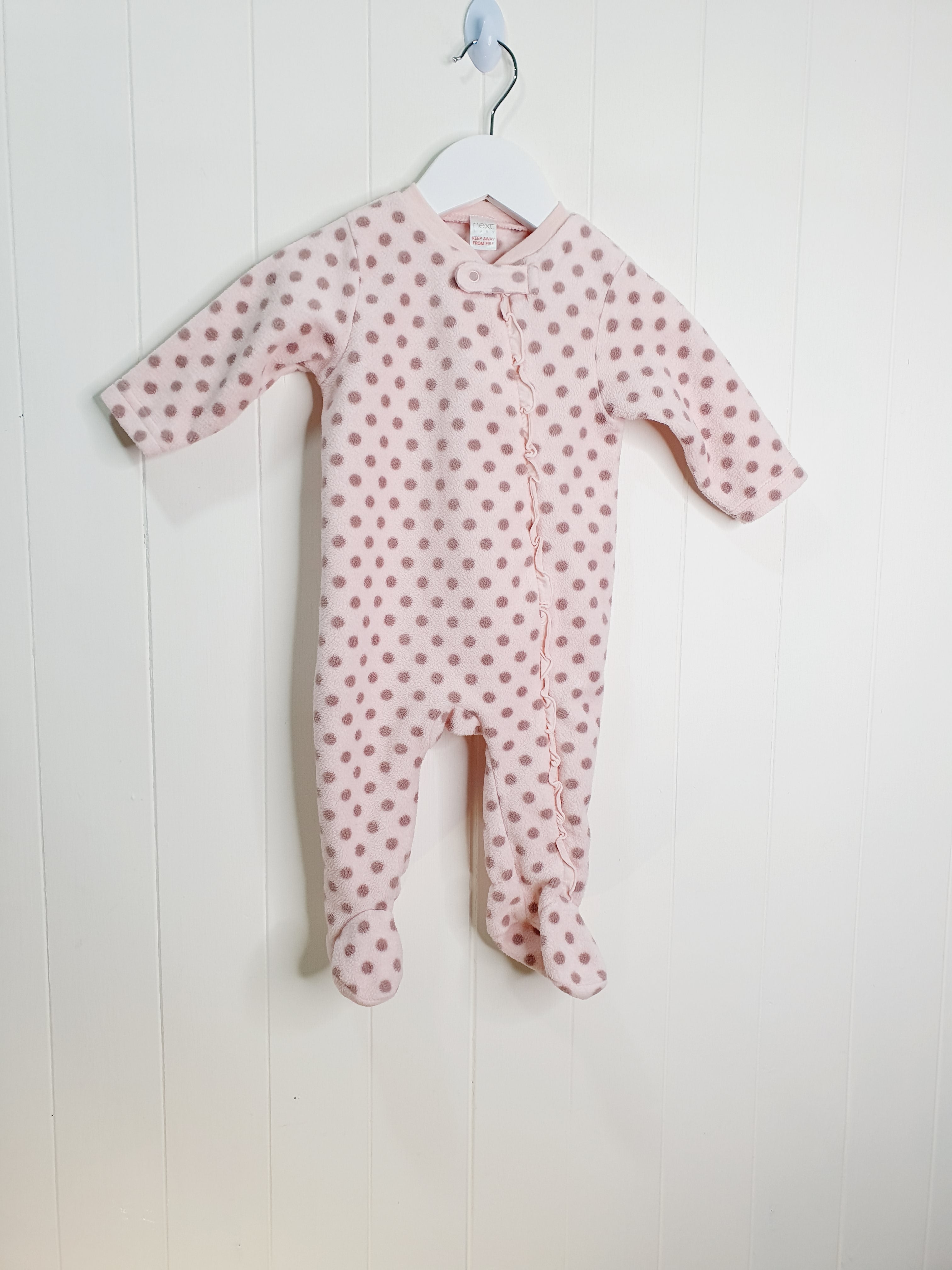 Next girls pink polka dot sleepsui 3-6 months