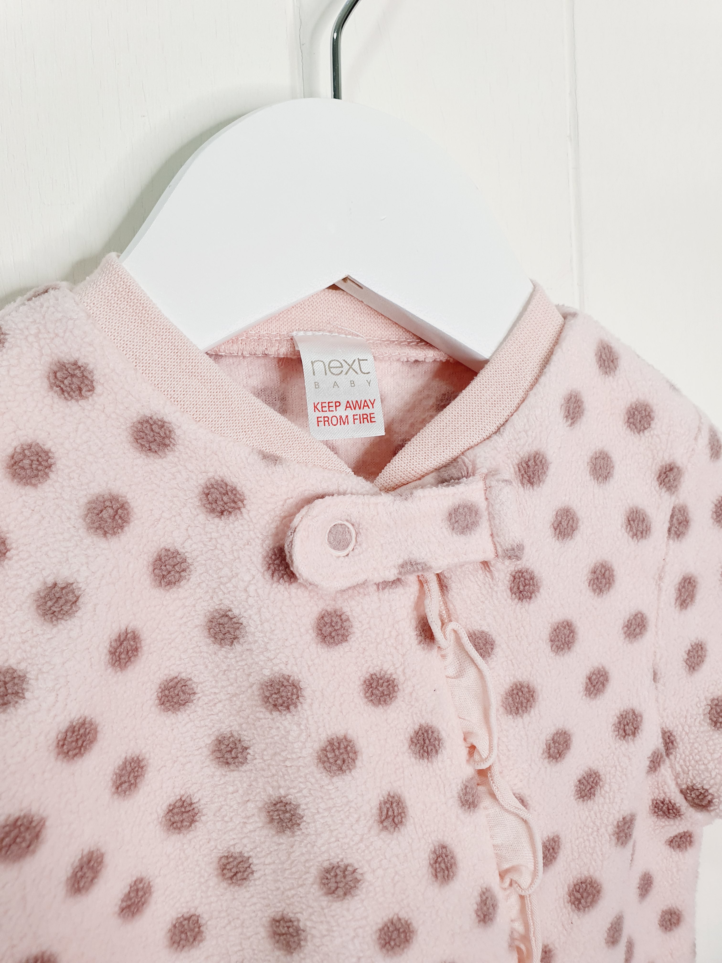 Next girls pink polka dot sleepsui 3-6 months