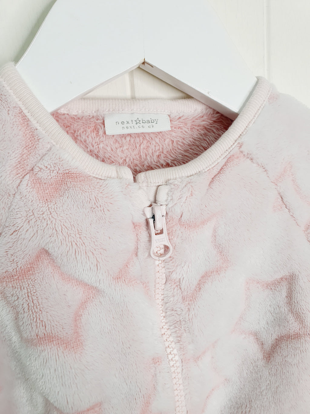 Next pink star print fleece sleepsuit up to 1 month