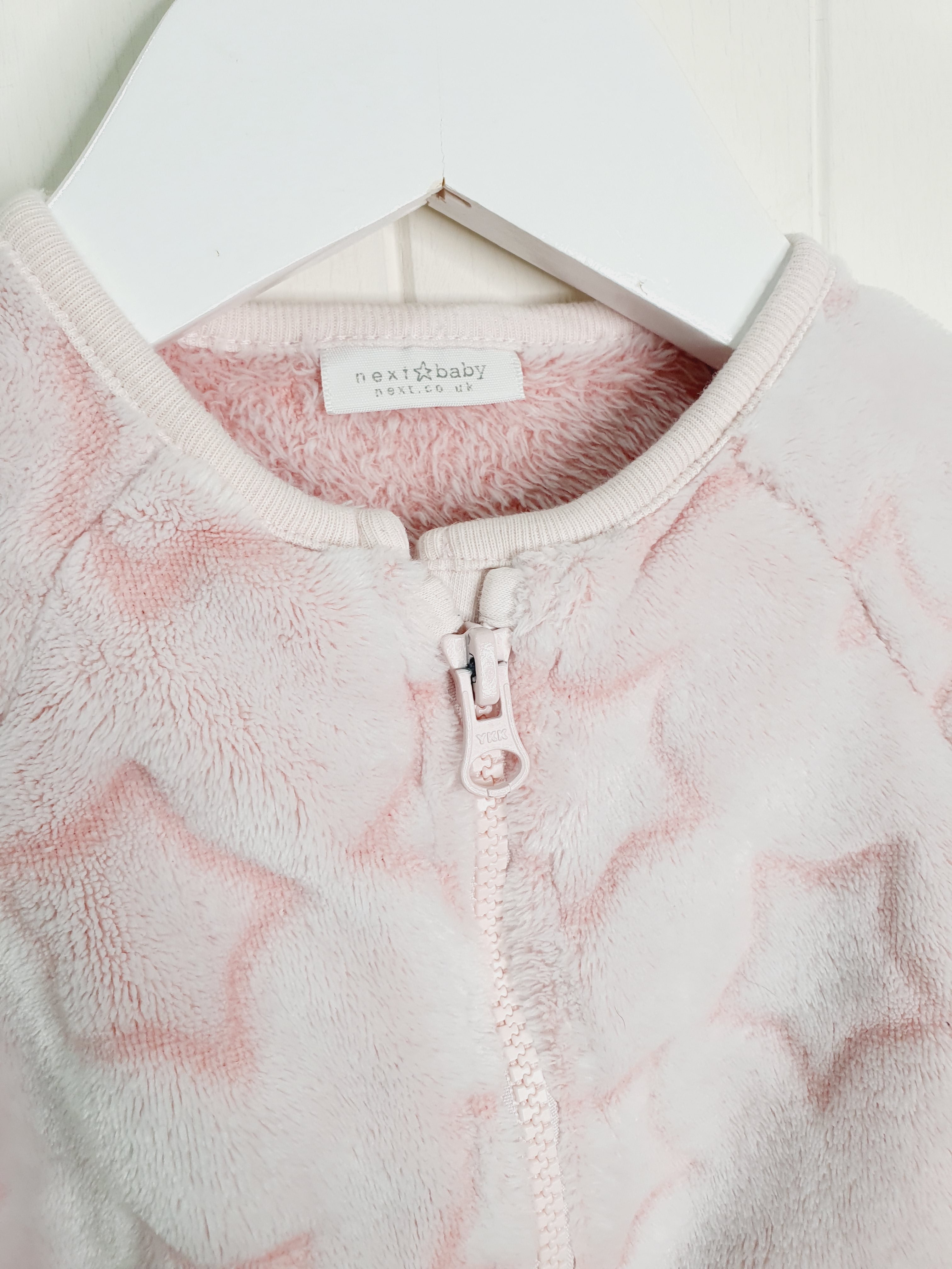 Next pink star print fleece sleepsuit up to 1 month