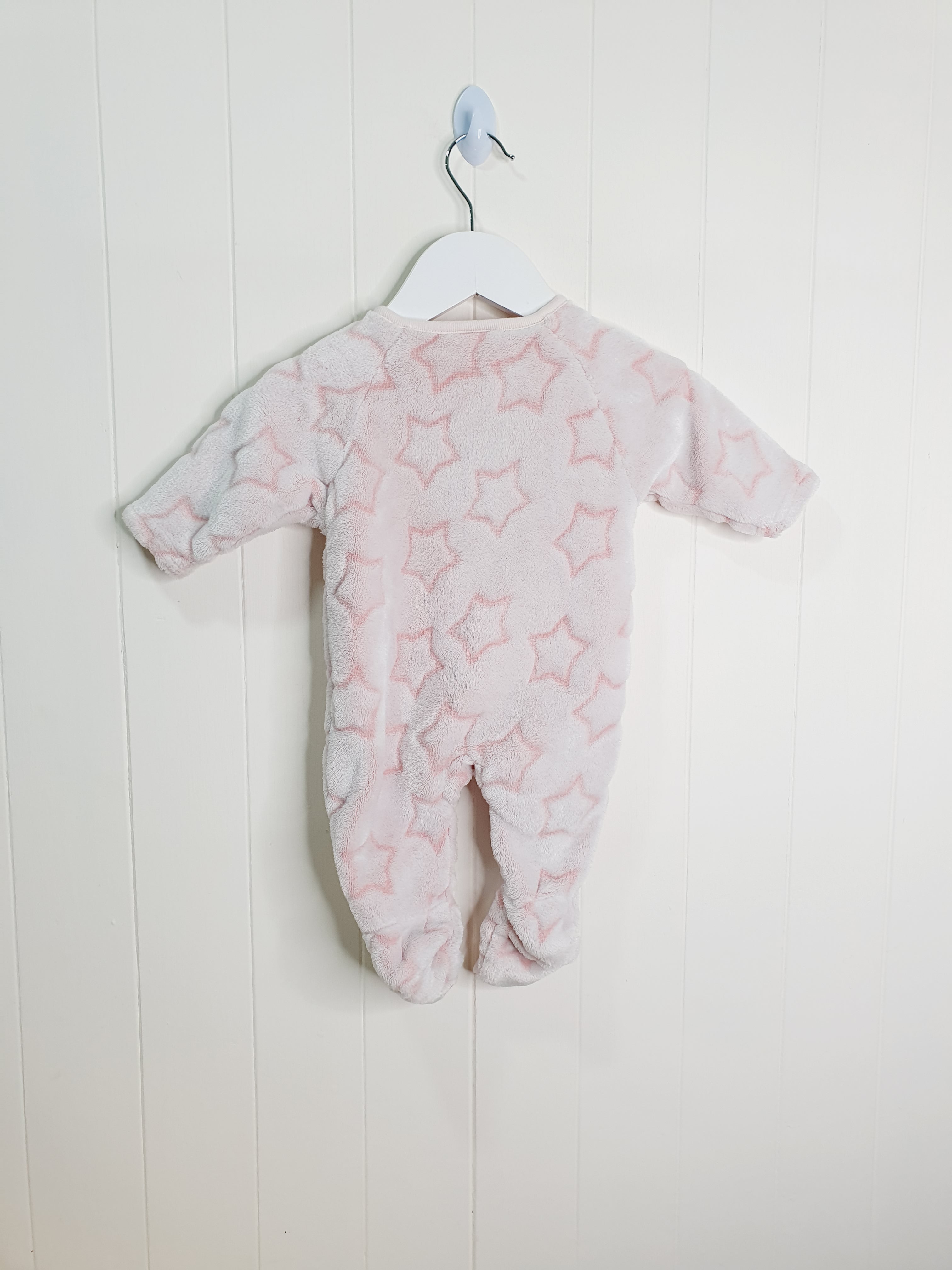 Next pink star print fleece sleepsuit up to 1 month