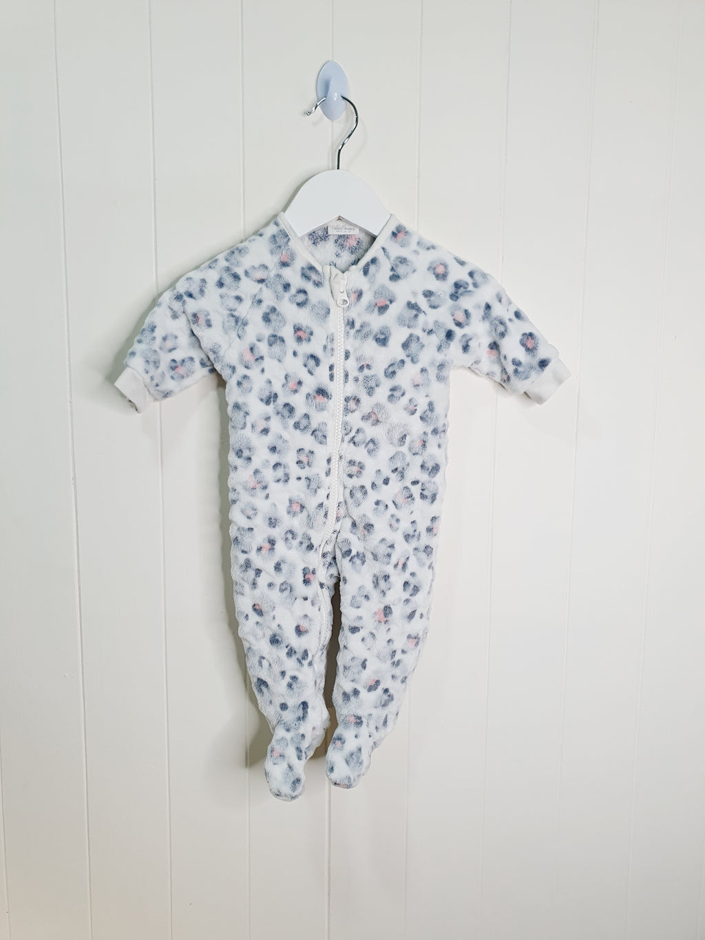Next - leopard print fleece sleepsuit up to 3 months