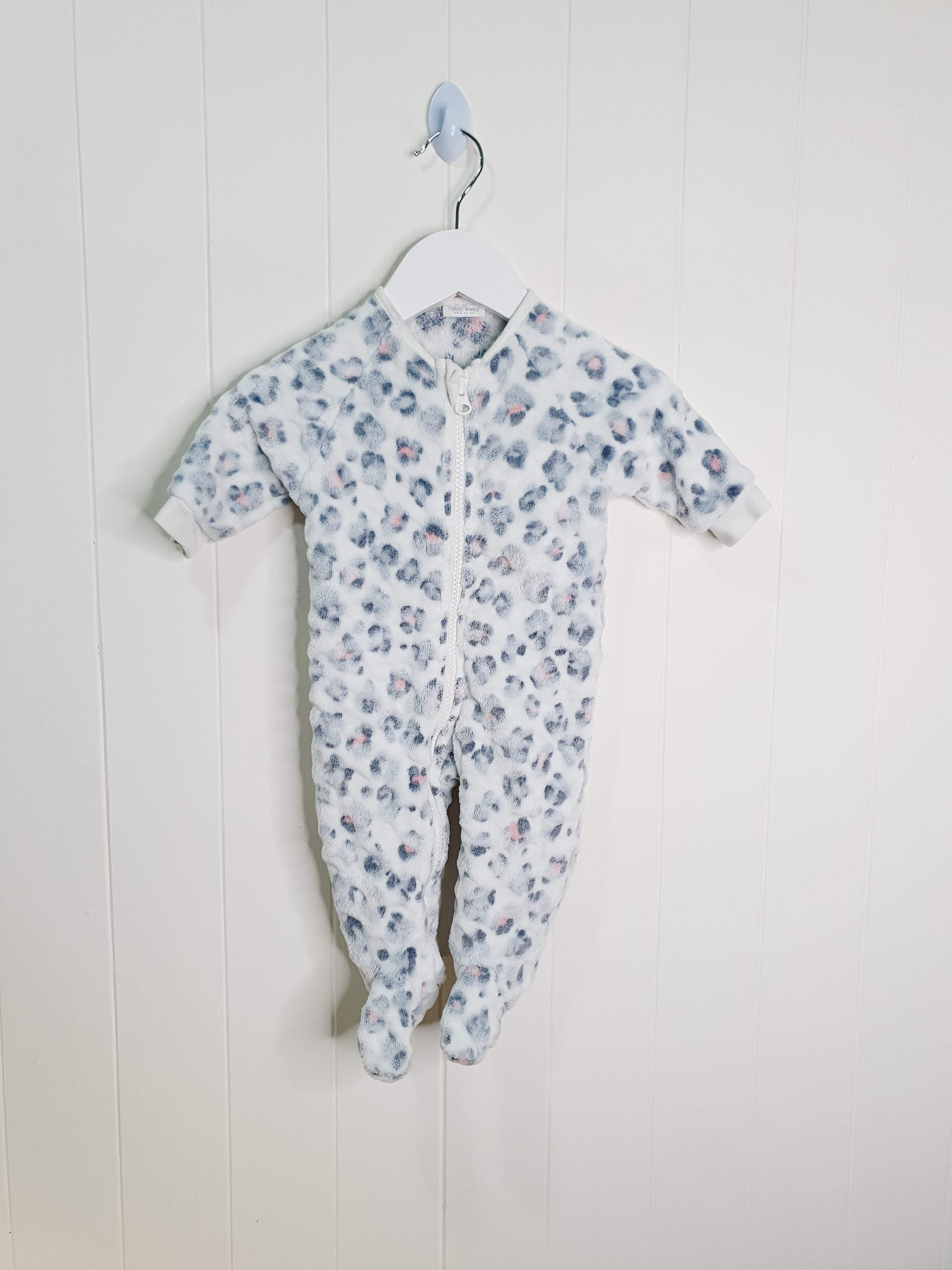 Next - leopard print fleece sleepsuit up to 3 months