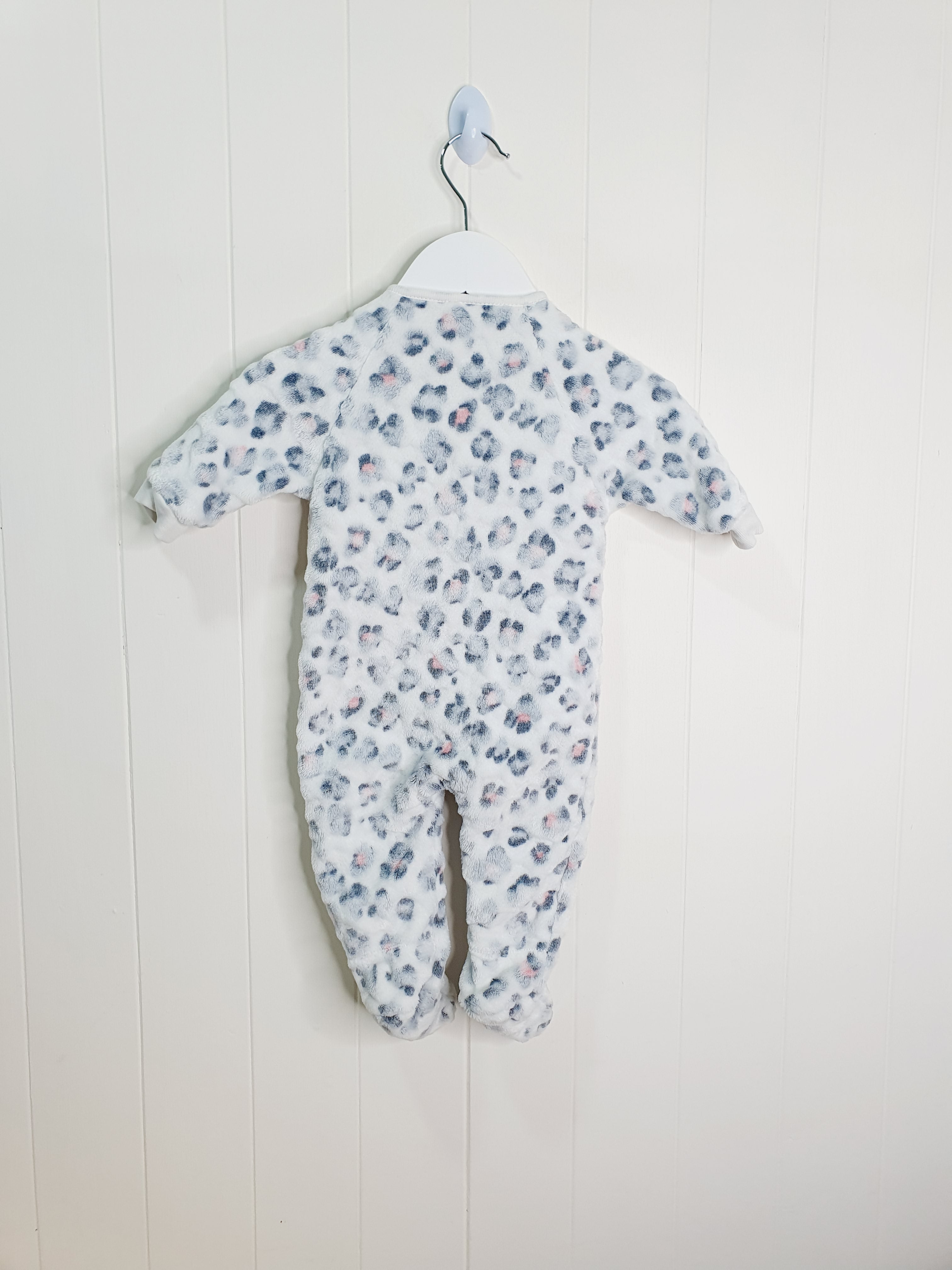 Next - leopard print fleece sleepsuit up to 3 months