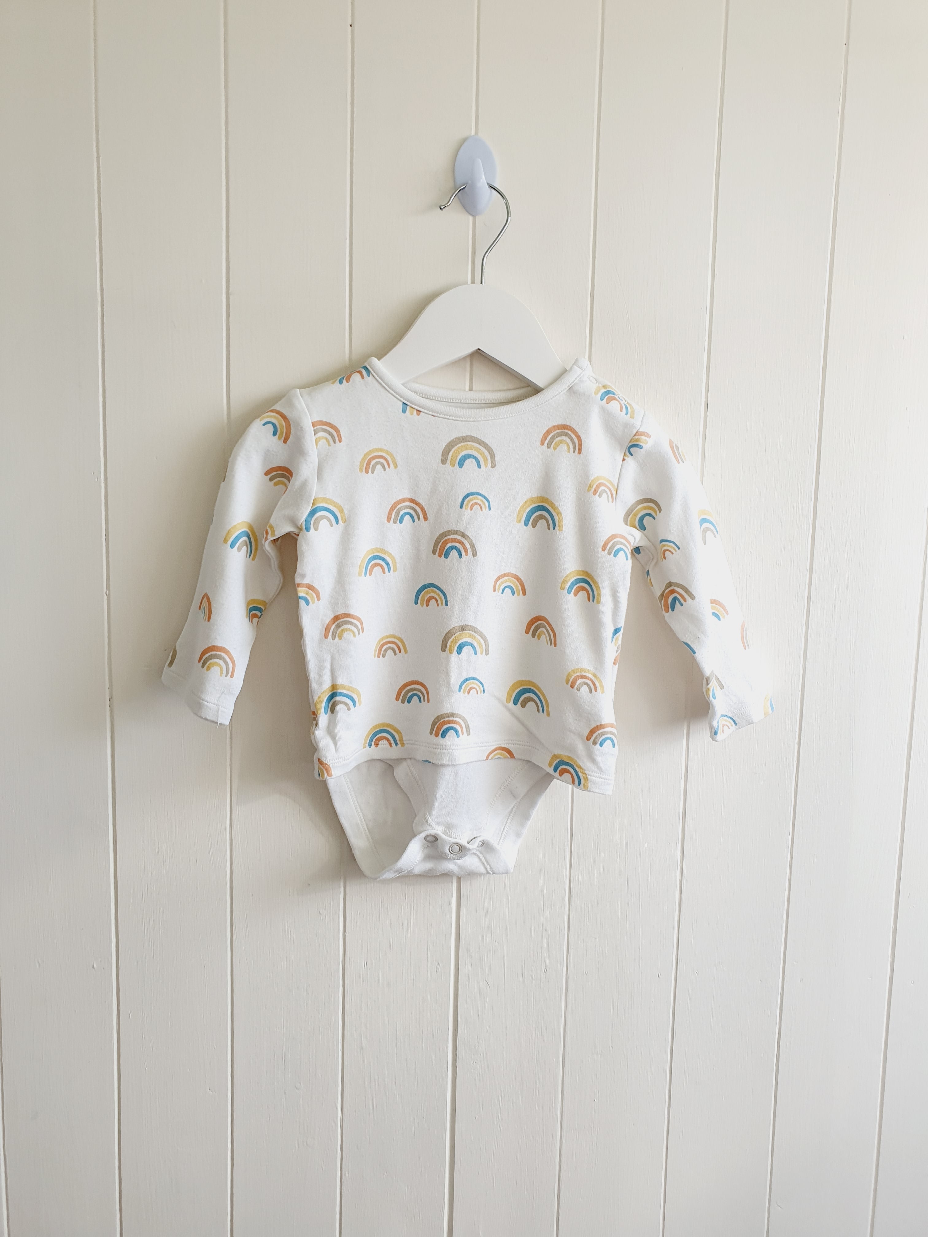 M&S rainbows bodysuit and long sleeve top 6-9 months