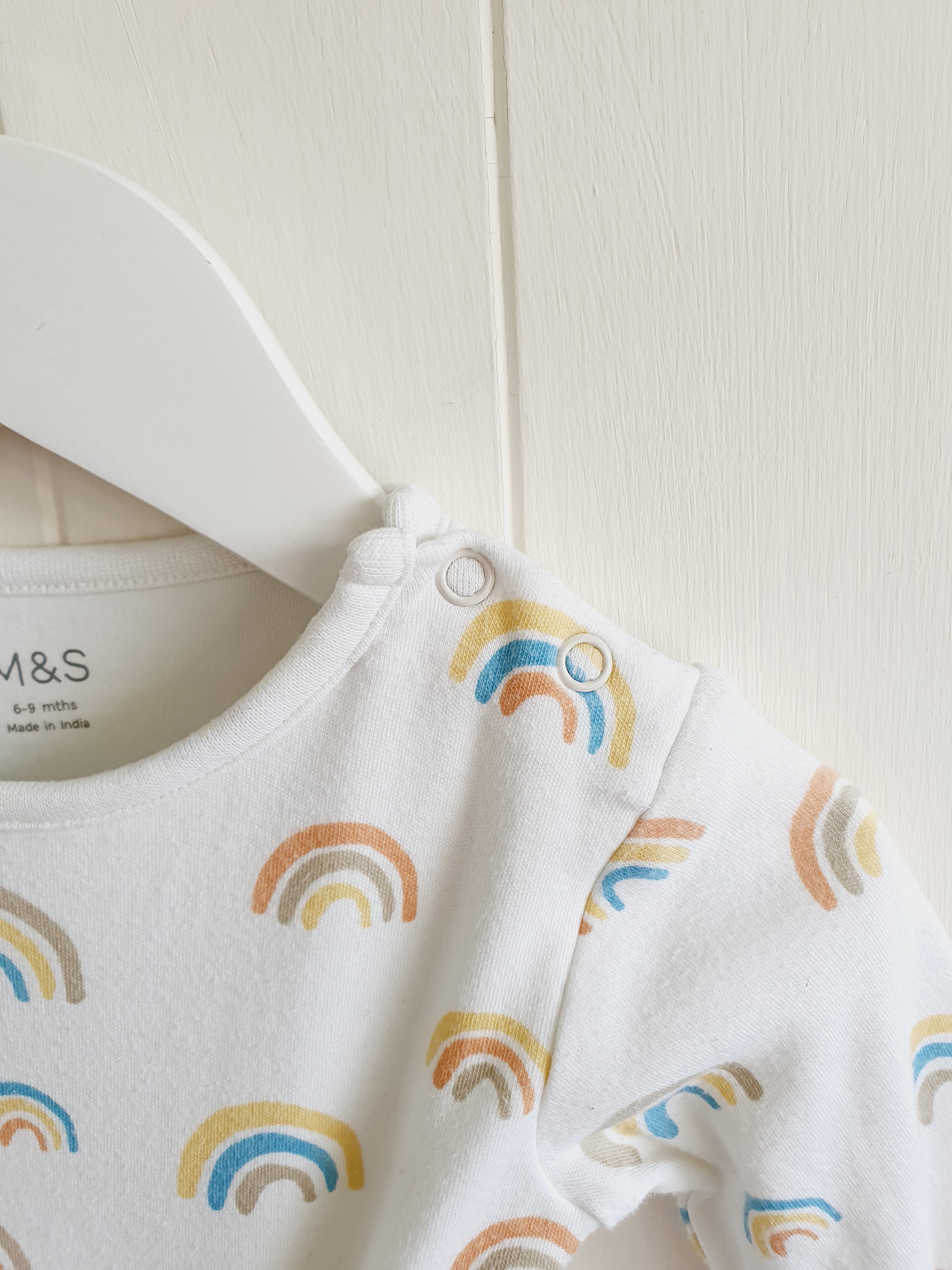M&S rainbows bodysuit and long sleeve top 6-9 months