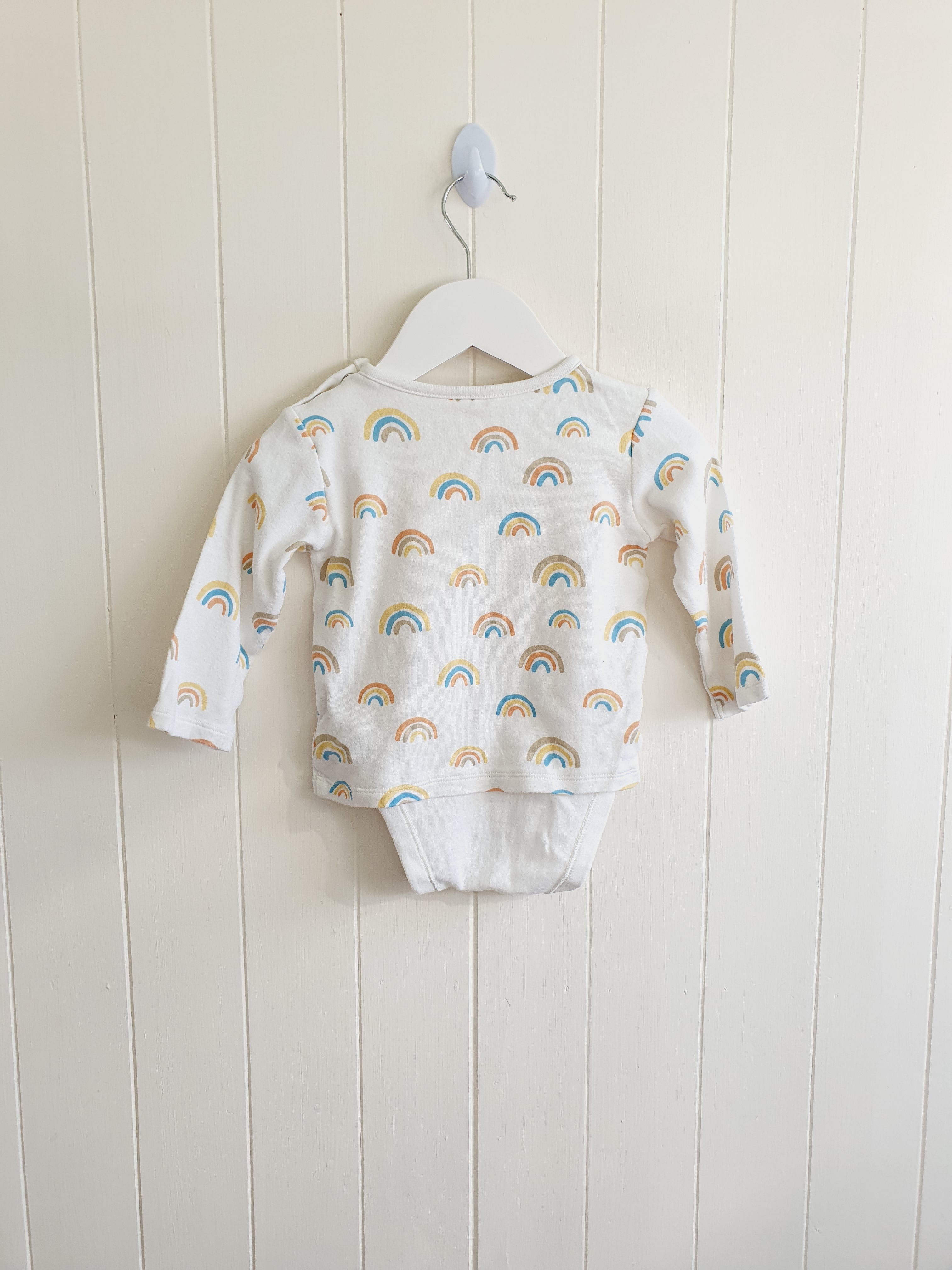 M&S rainbows bodysuit and long sleeve top 6-9 months