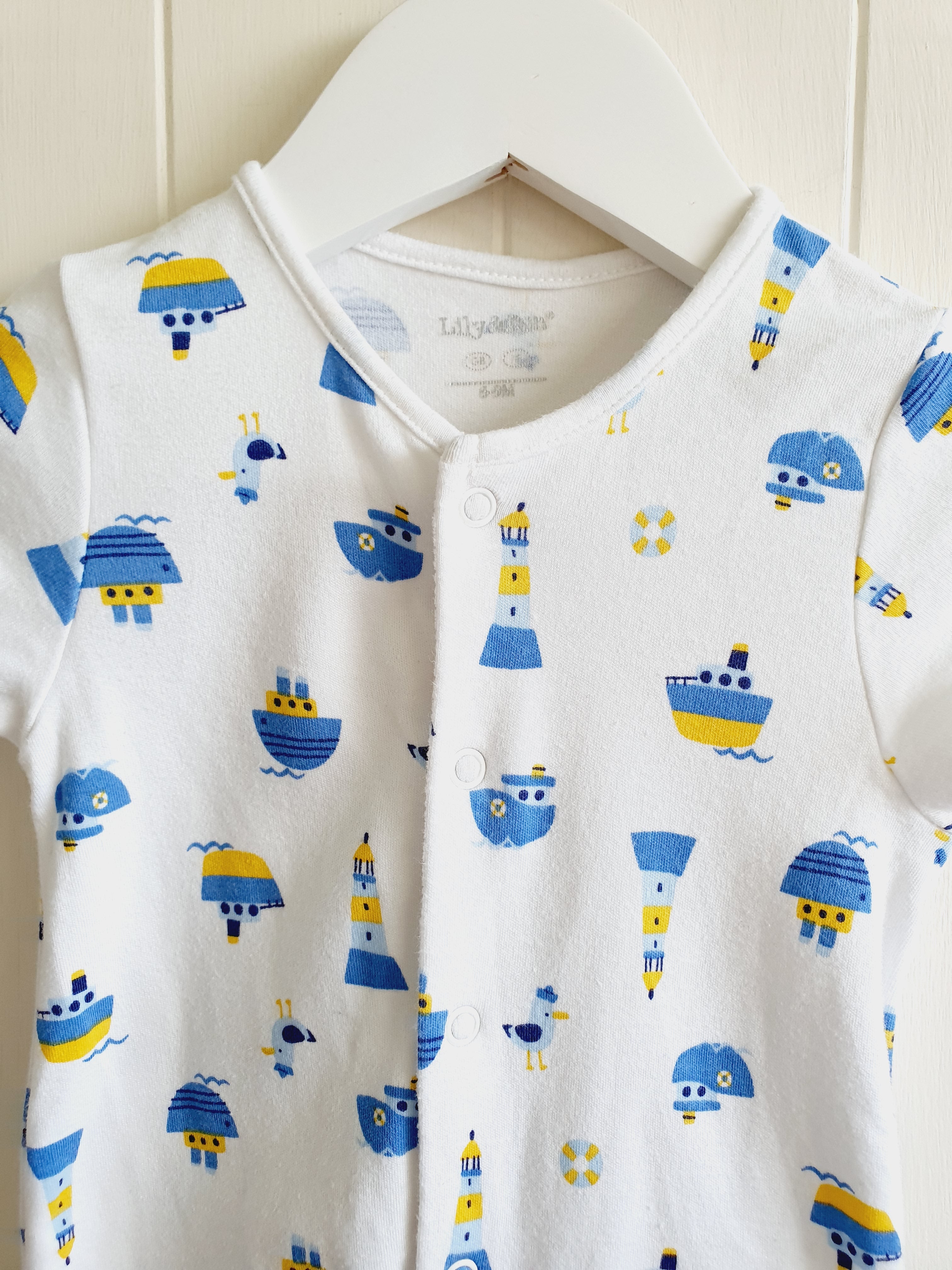 Lily&Dan short sleeve nautical sleepsuit 6-9 months