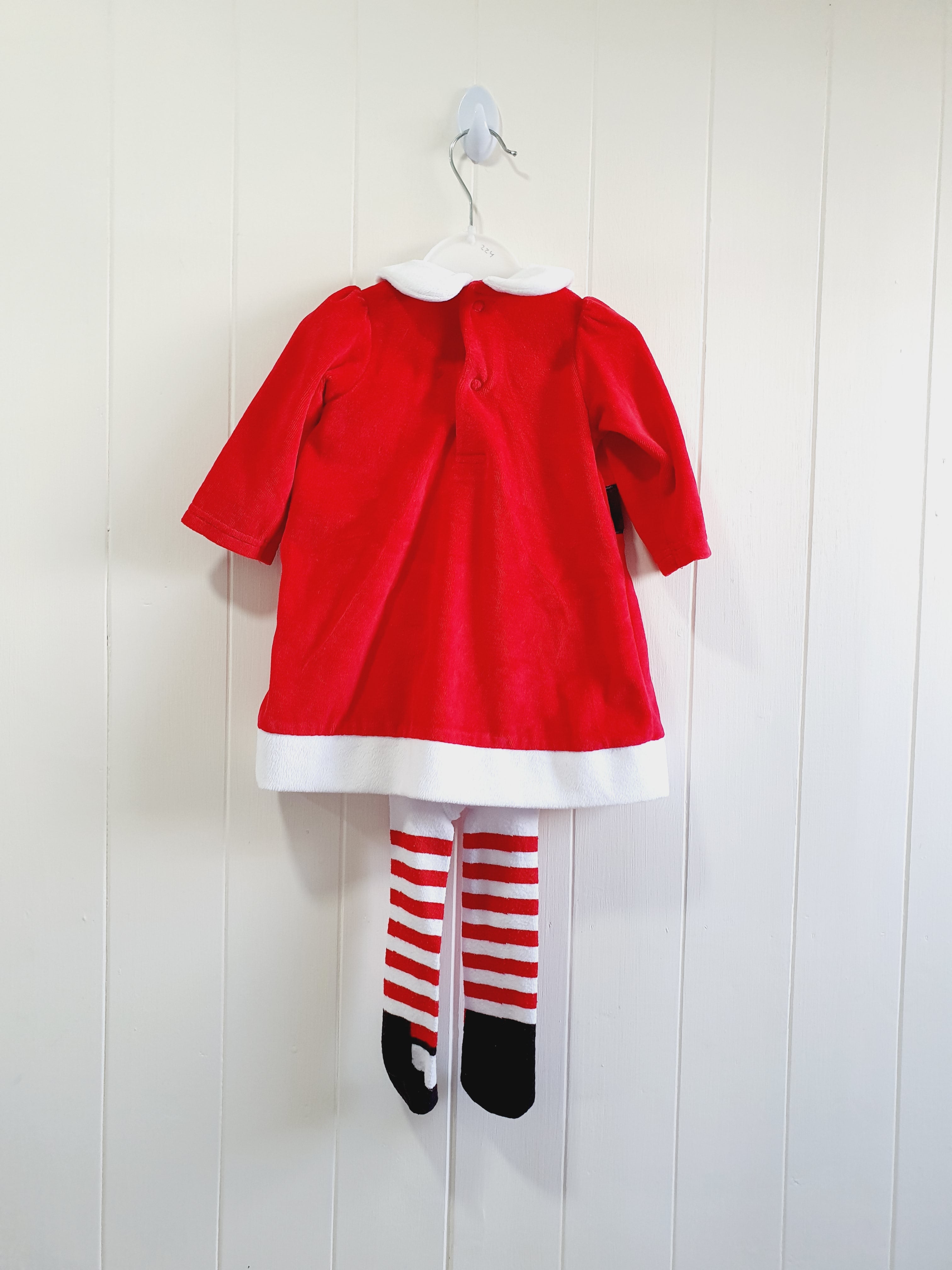 George It's Christmas Time velour dress with tights 0-3 months