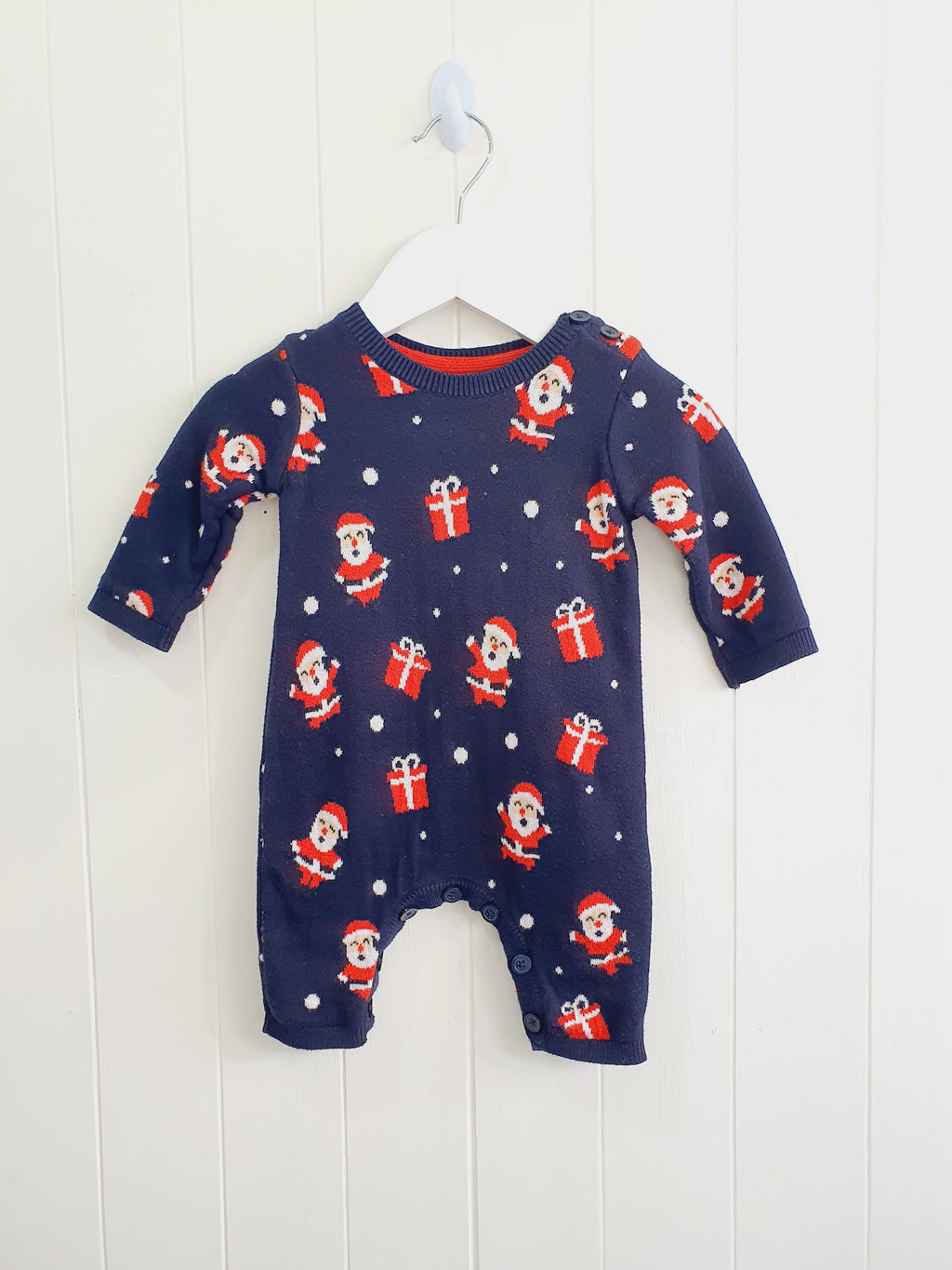 George Santa and presents print knit romper 0-3 months
