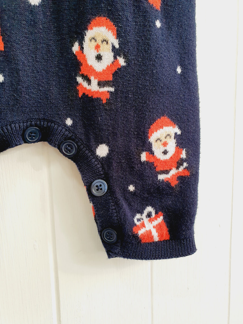 George Santa and presents print knit romper 0-3 months