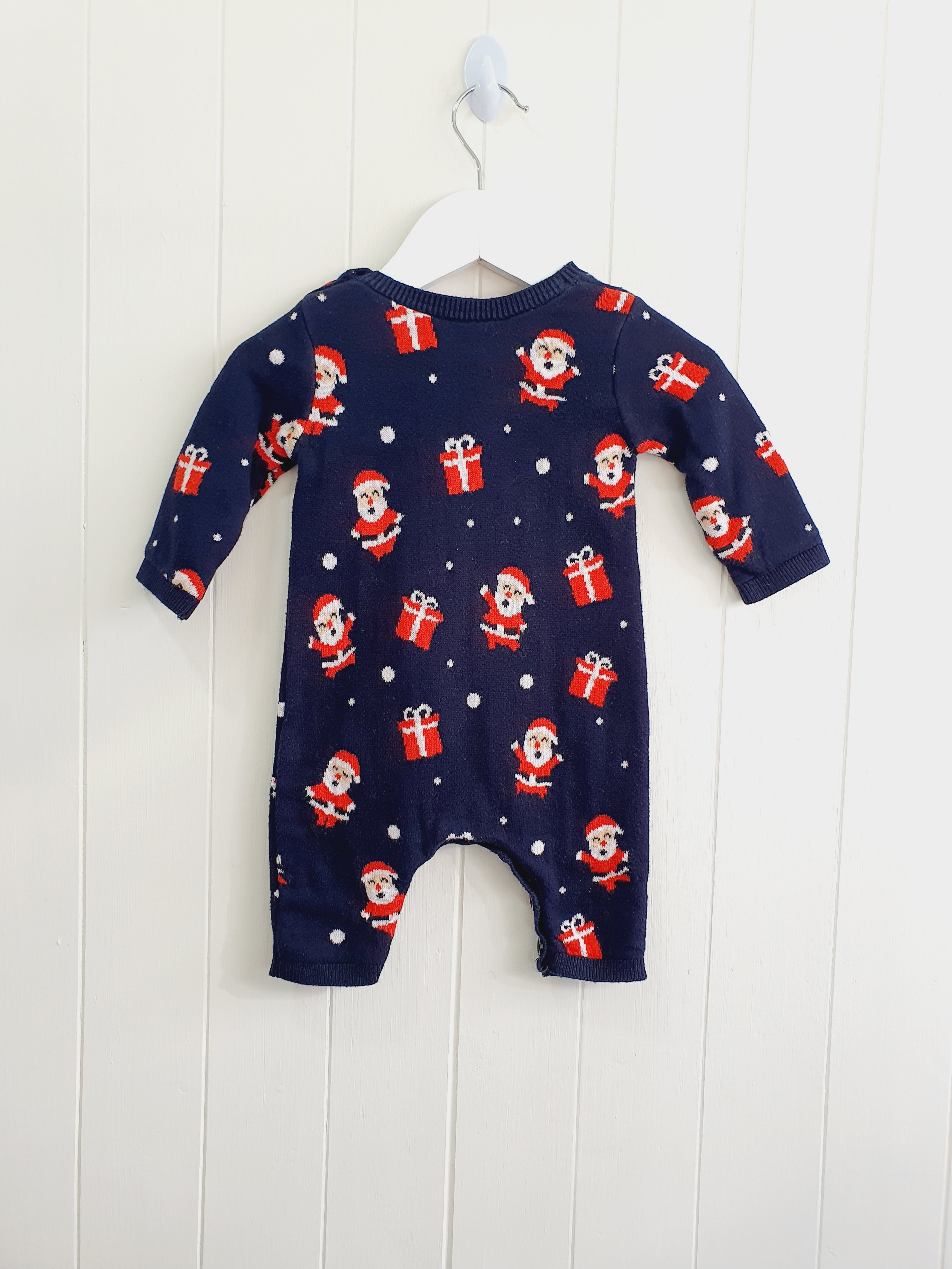 George Santa and presents print knit romper 0-3 months