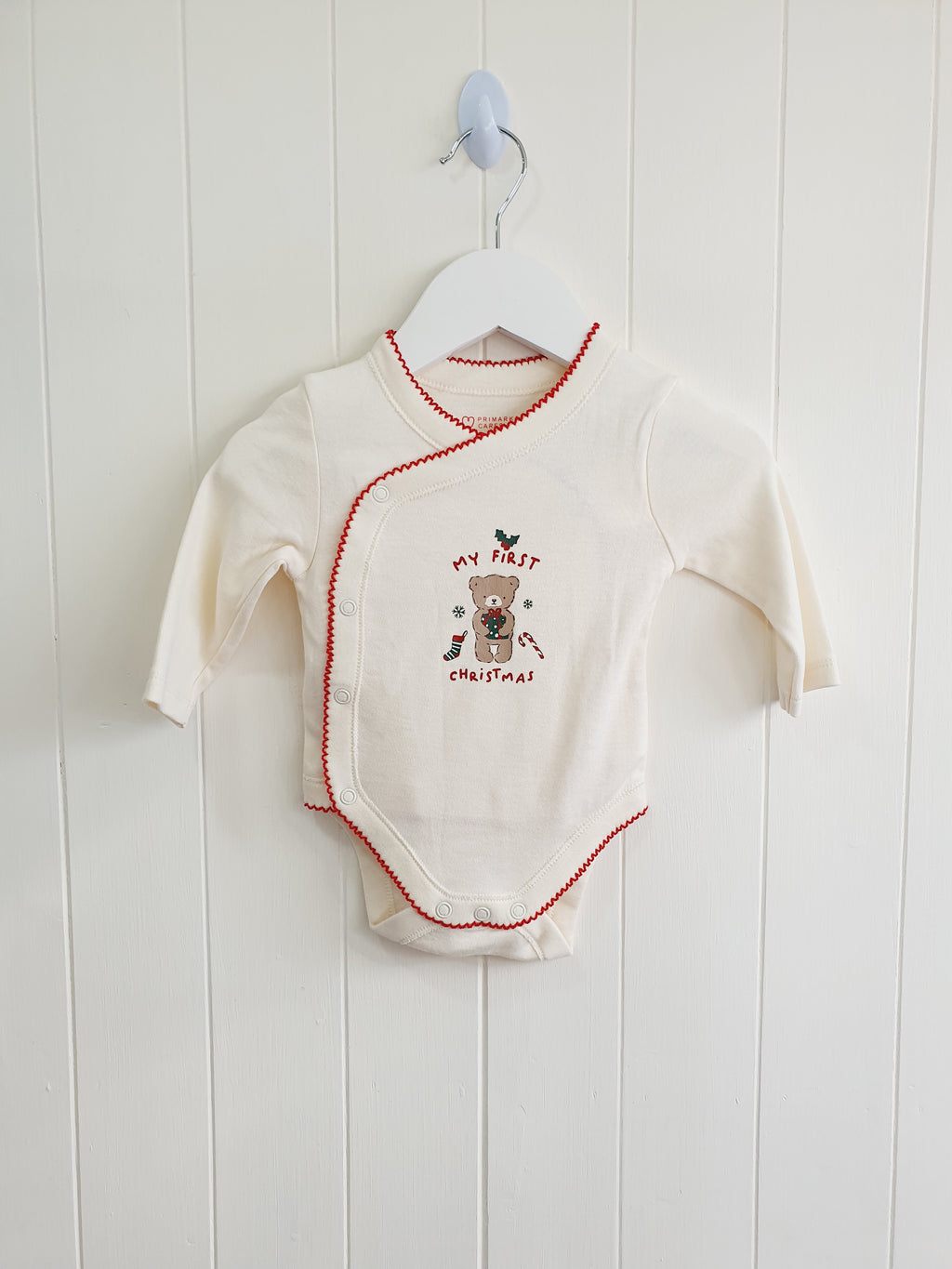 Primark My First Christmas cream bodysuit 3-6 months