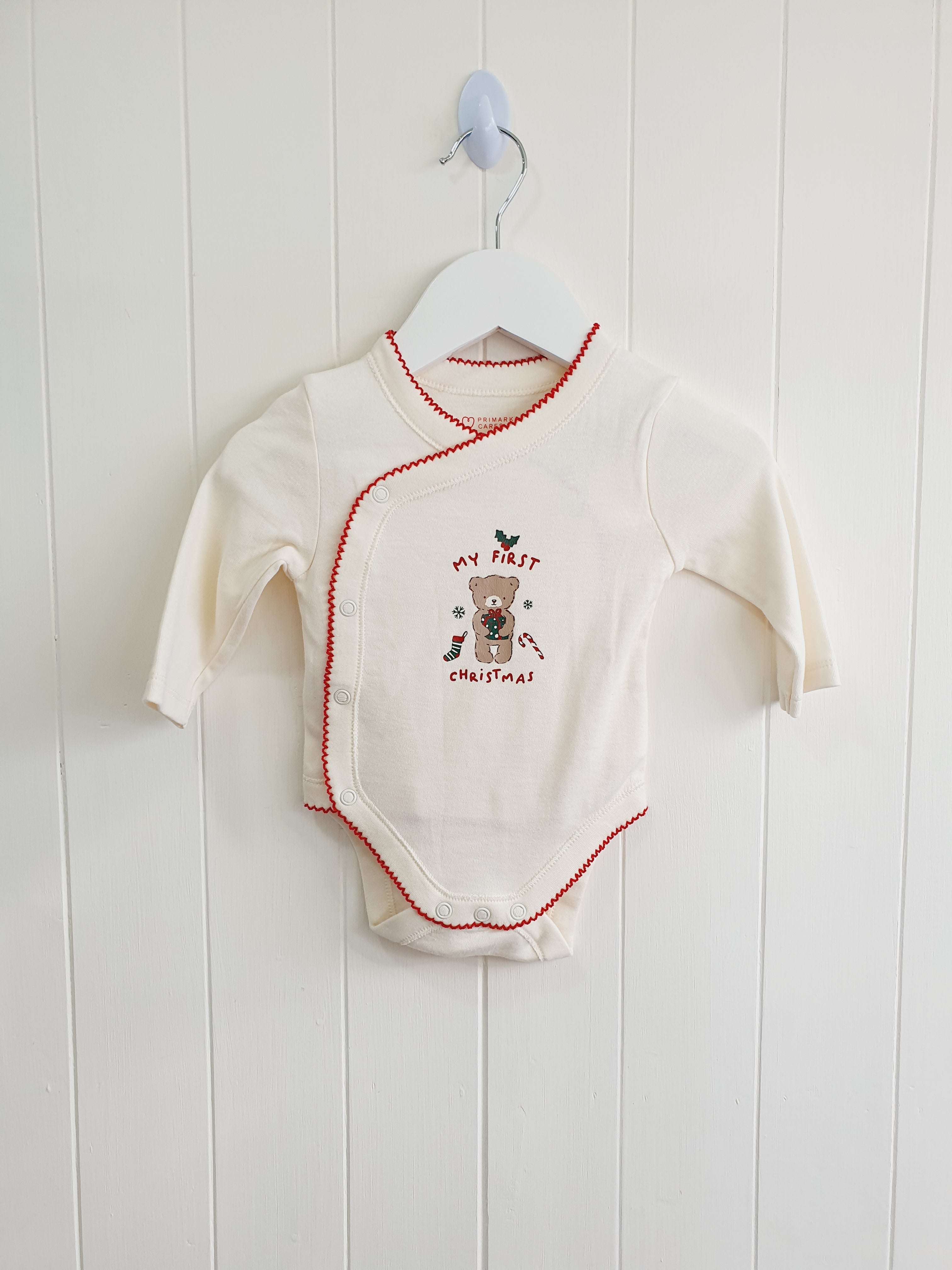 Primark My First Christmas cream bodysuit 3-6 months