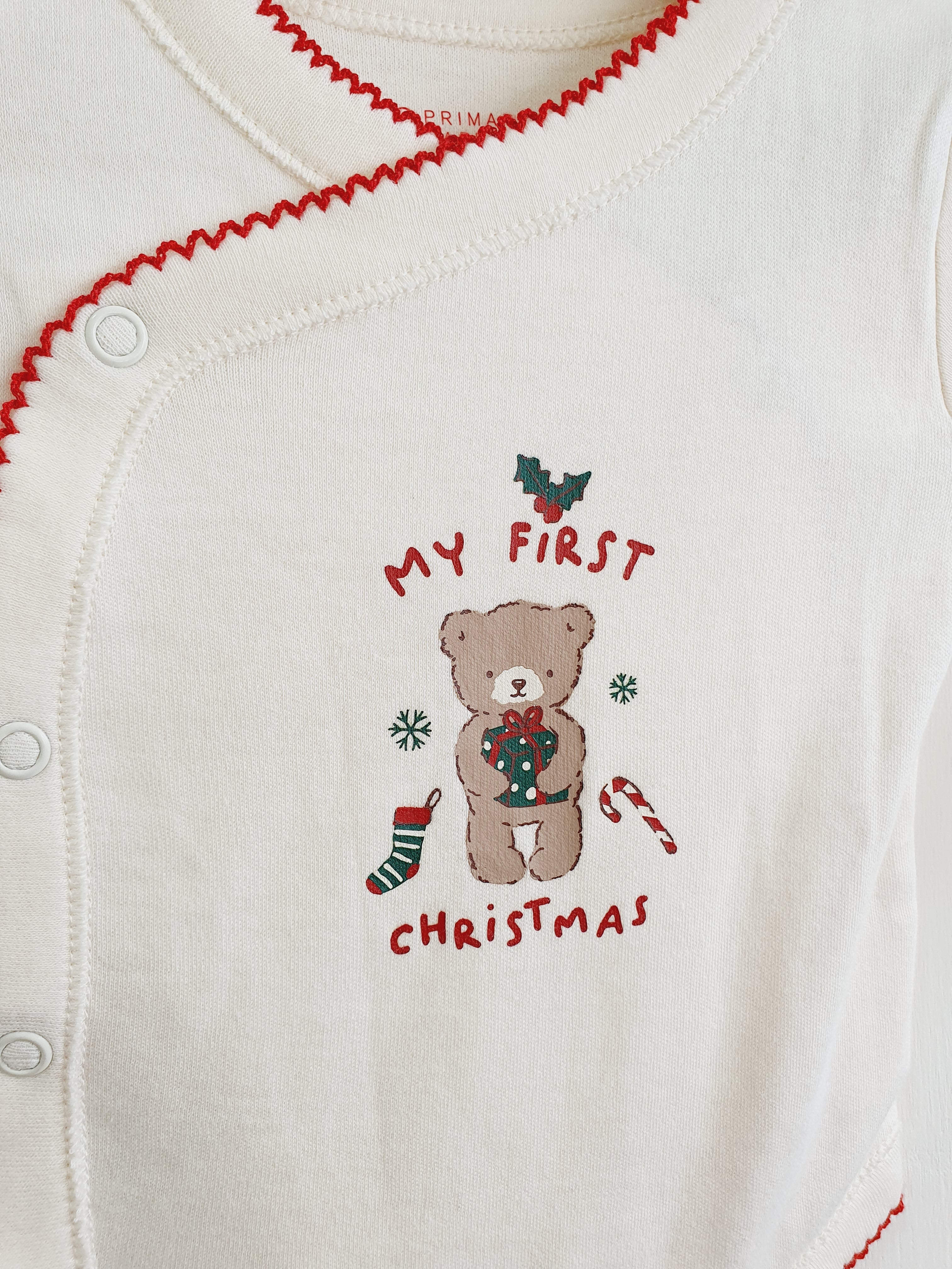 Primark My First Christmas cream bodysuit 3-6 months