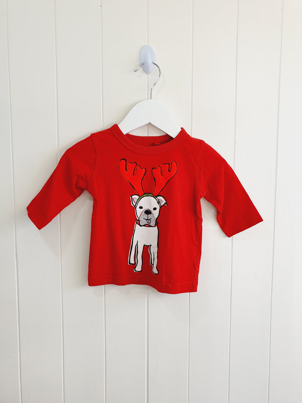 Next dog in antlers red top 3-6 months