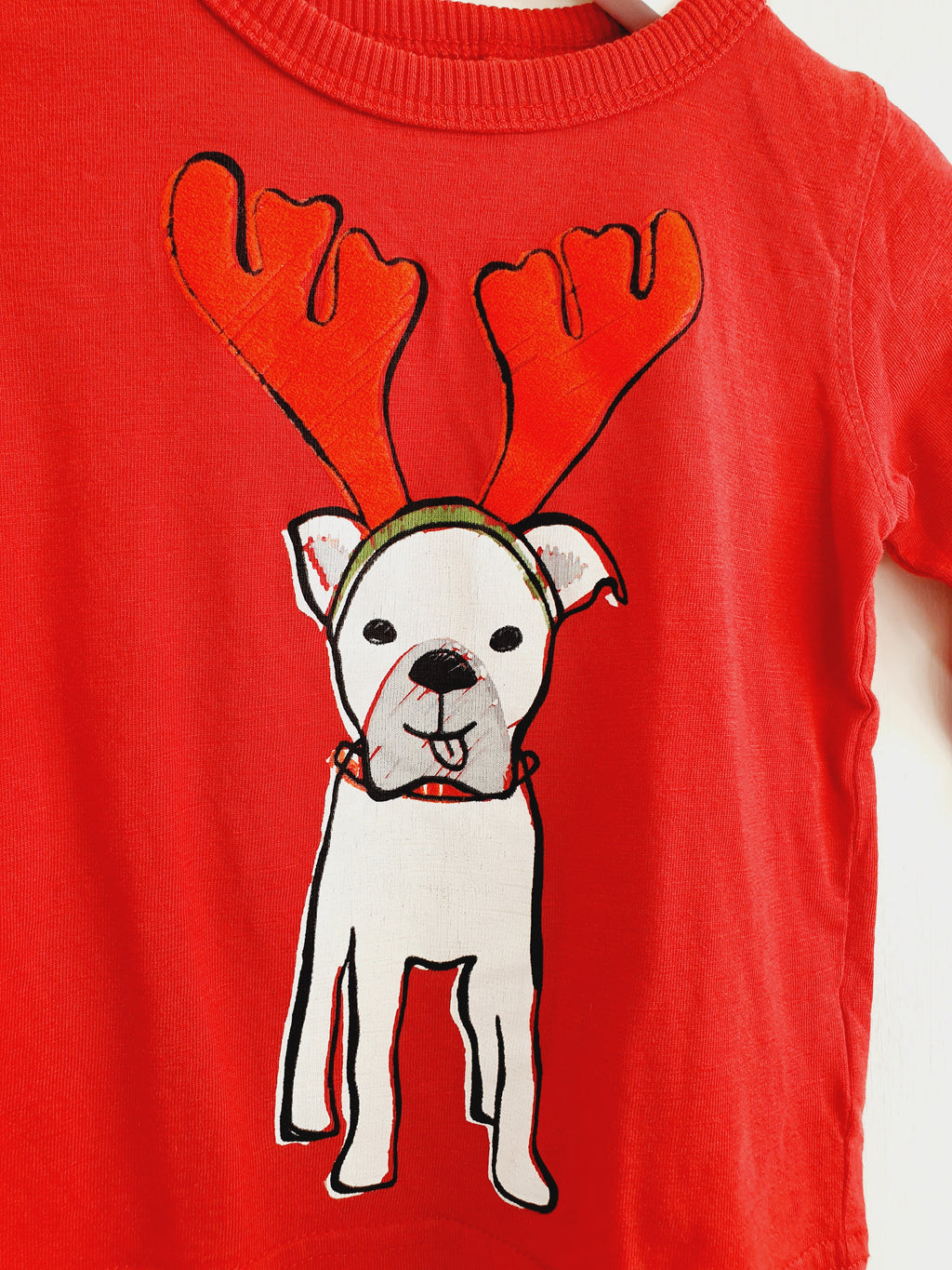 Next dog in antlers red top 3-6 months