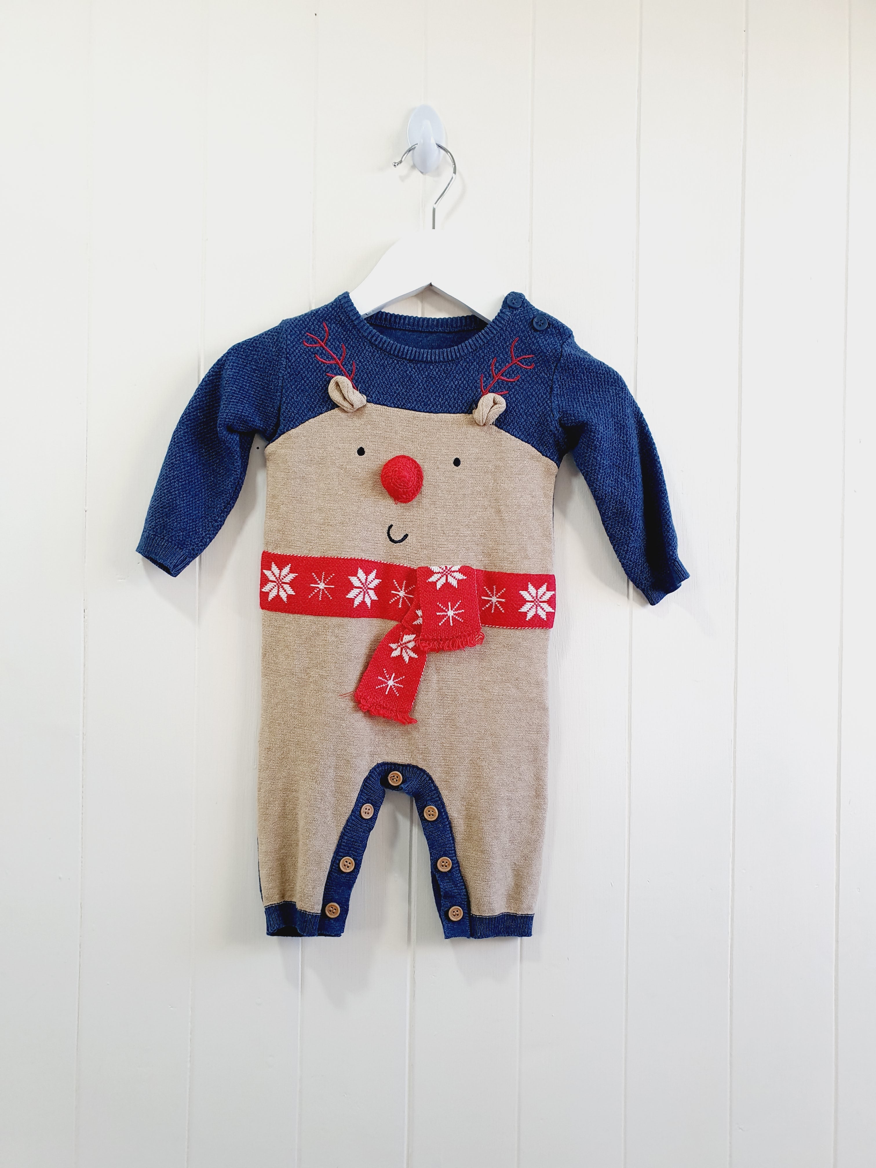 George festive knit romper 0-3 months