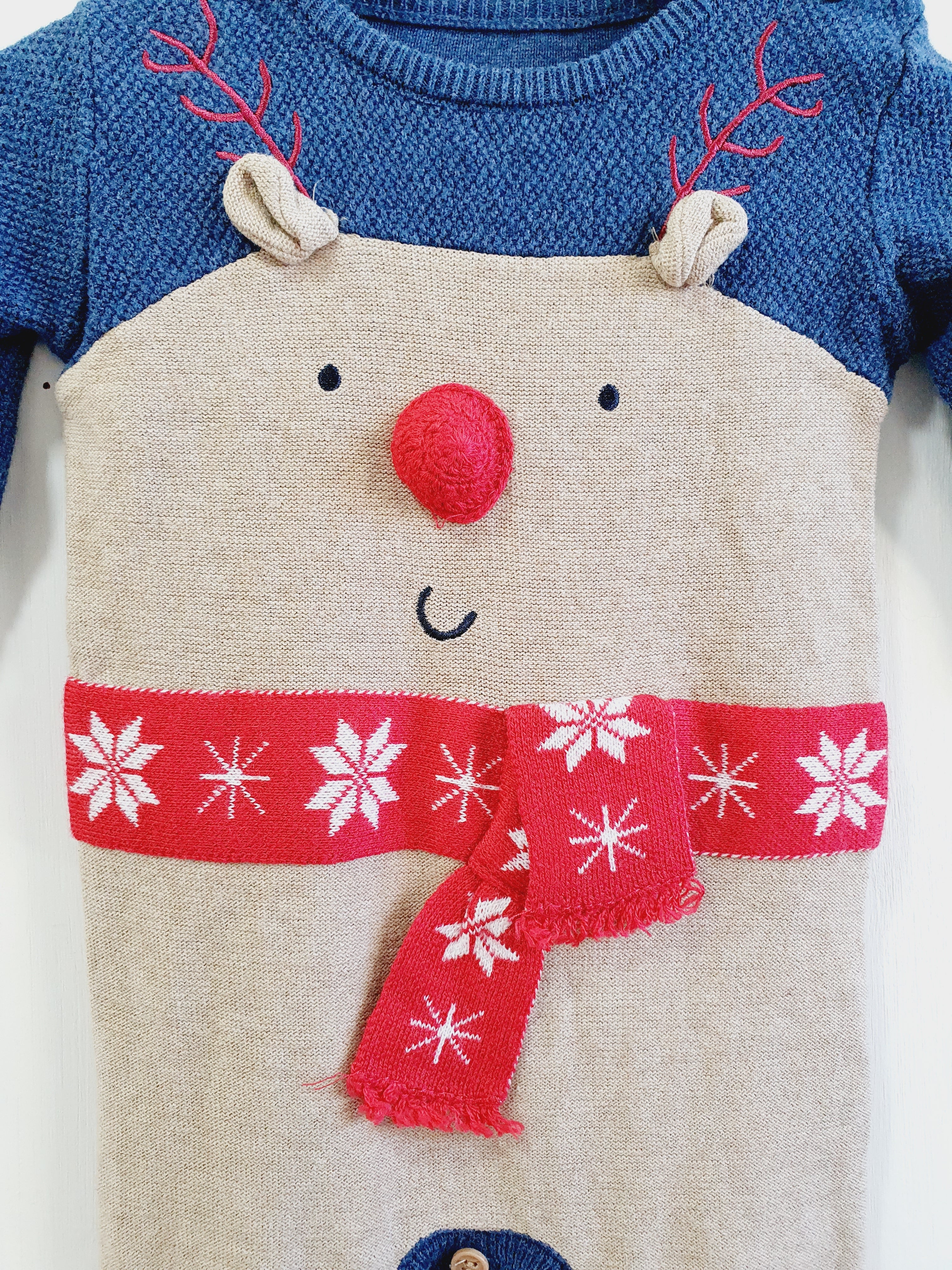 George festive knit romper 0-3 months