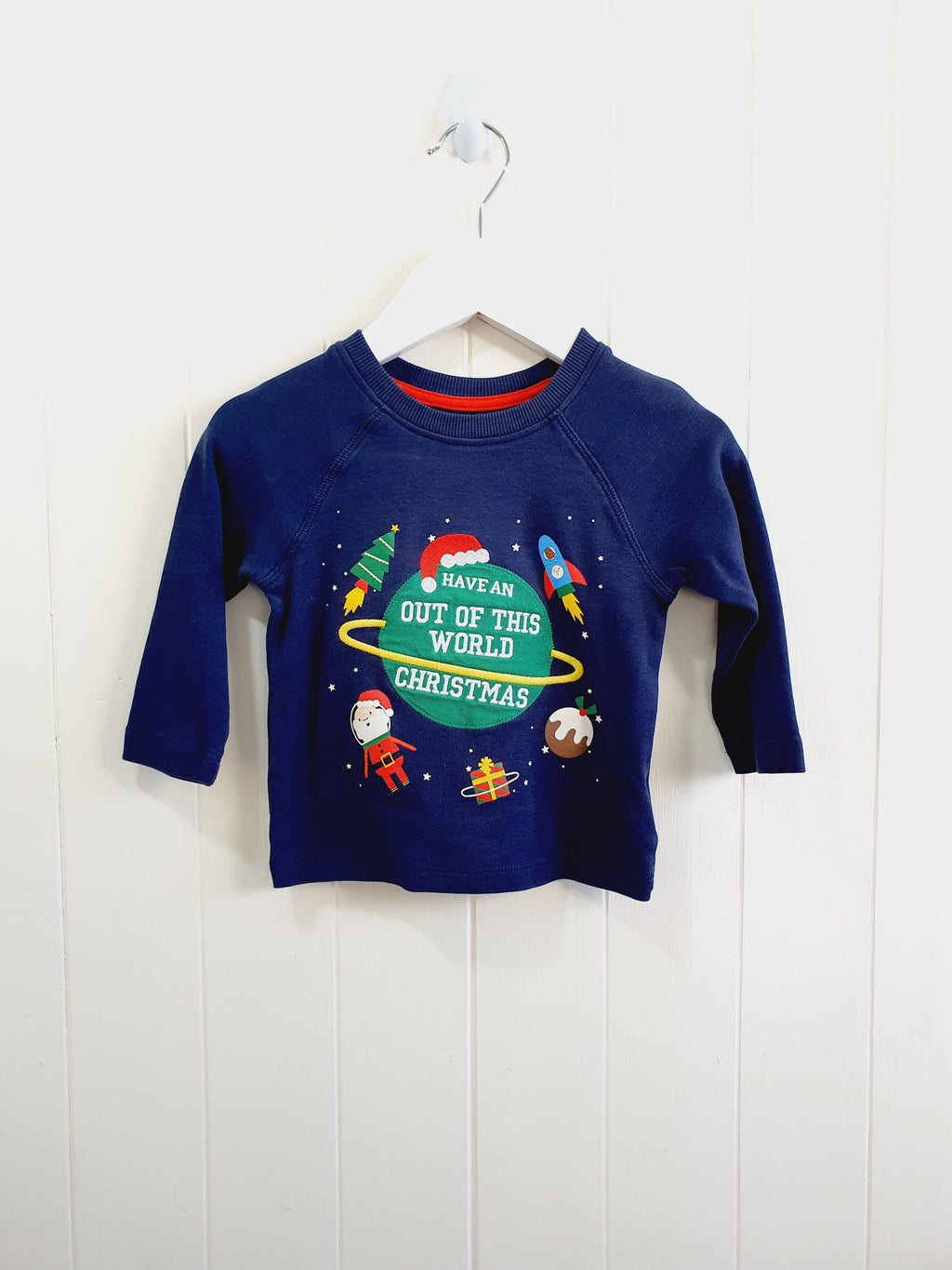 Mothercare Christmas space theme long sleeve top 9-12 months