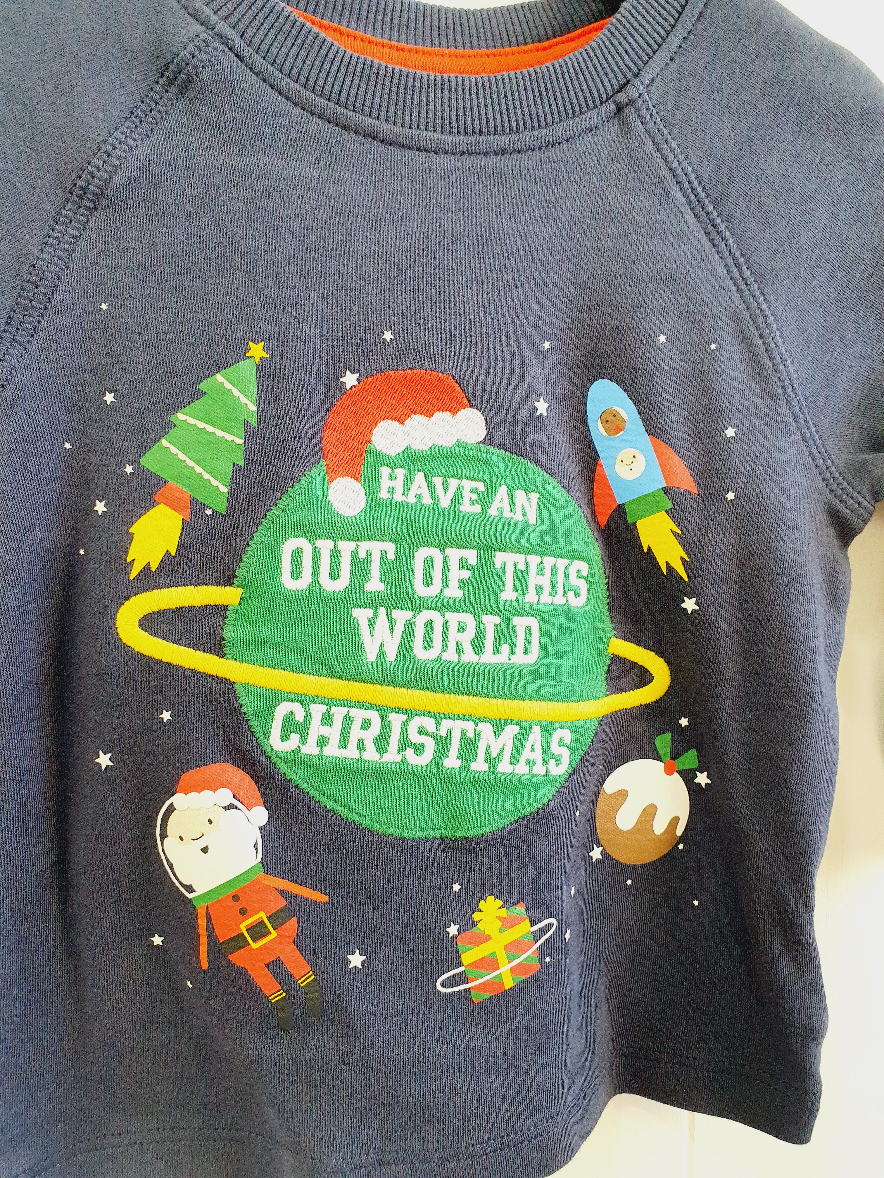 Mothercare Christmas space theme long sleeve top 9-12 months