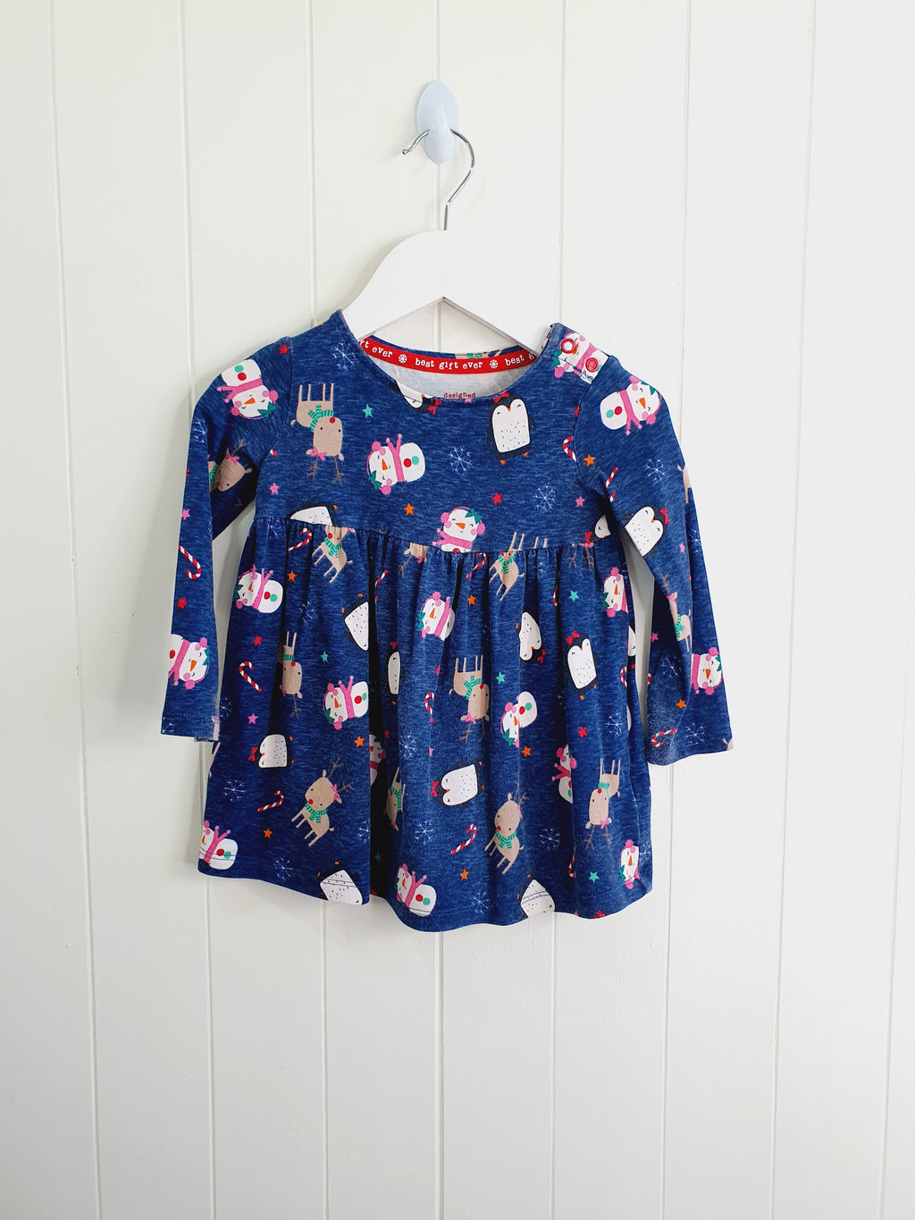 F&F Christmas navy dress 9-12 months