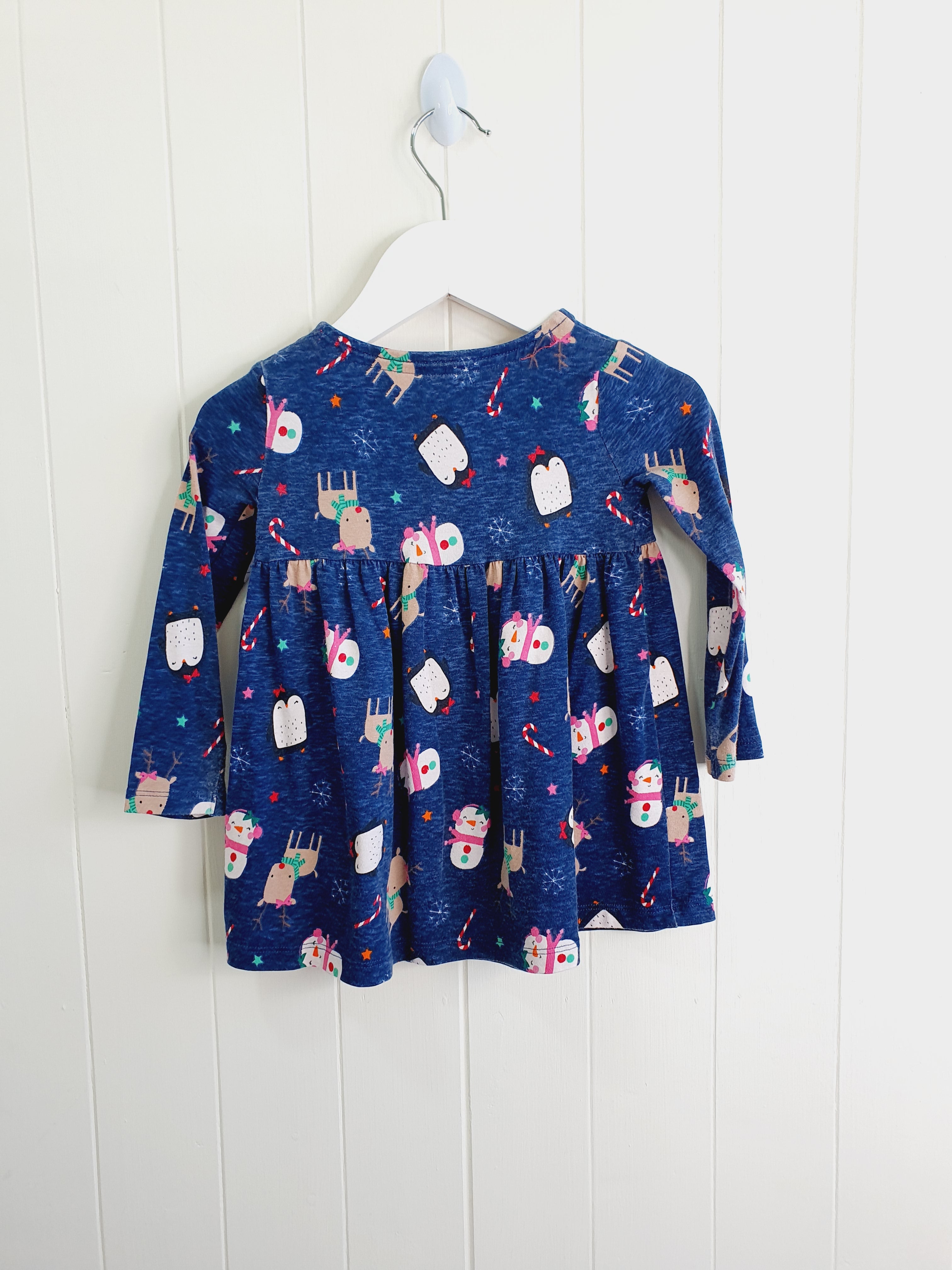 F&F Christmas navy dress 9-12 months