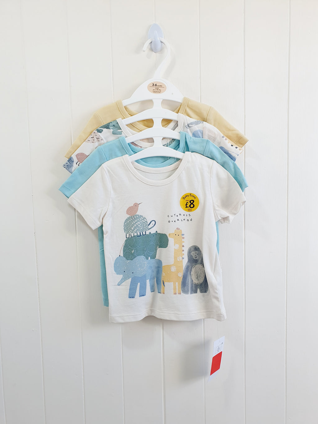 George 4 pack animal print t-shirts 3-6 months