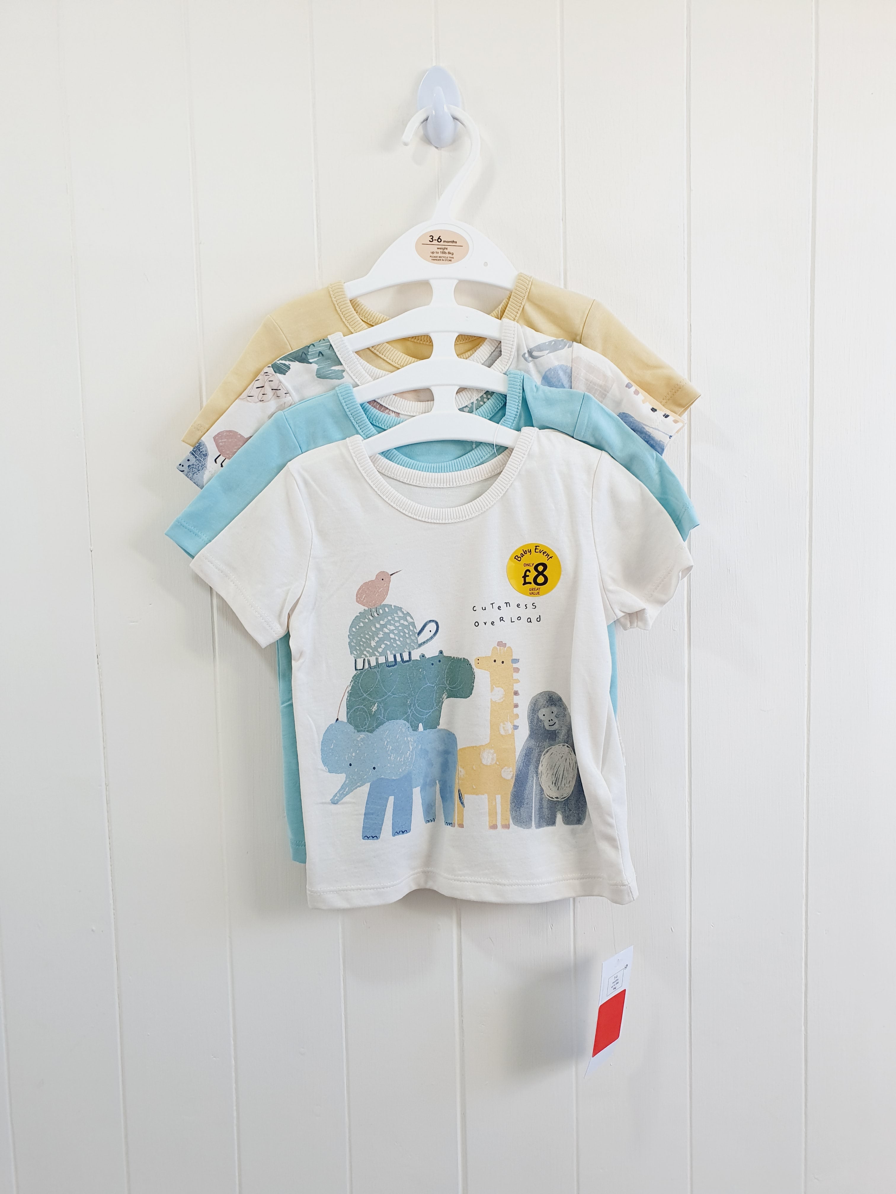 George 4 pack animal print t-shirts 3-6 months